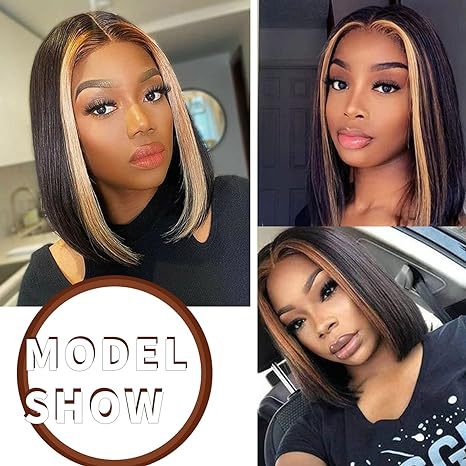 White Smoke Brown Highlight Lace Bob Wig - Urban Chic (Inward Curve T-Part) (FEVERCOS)