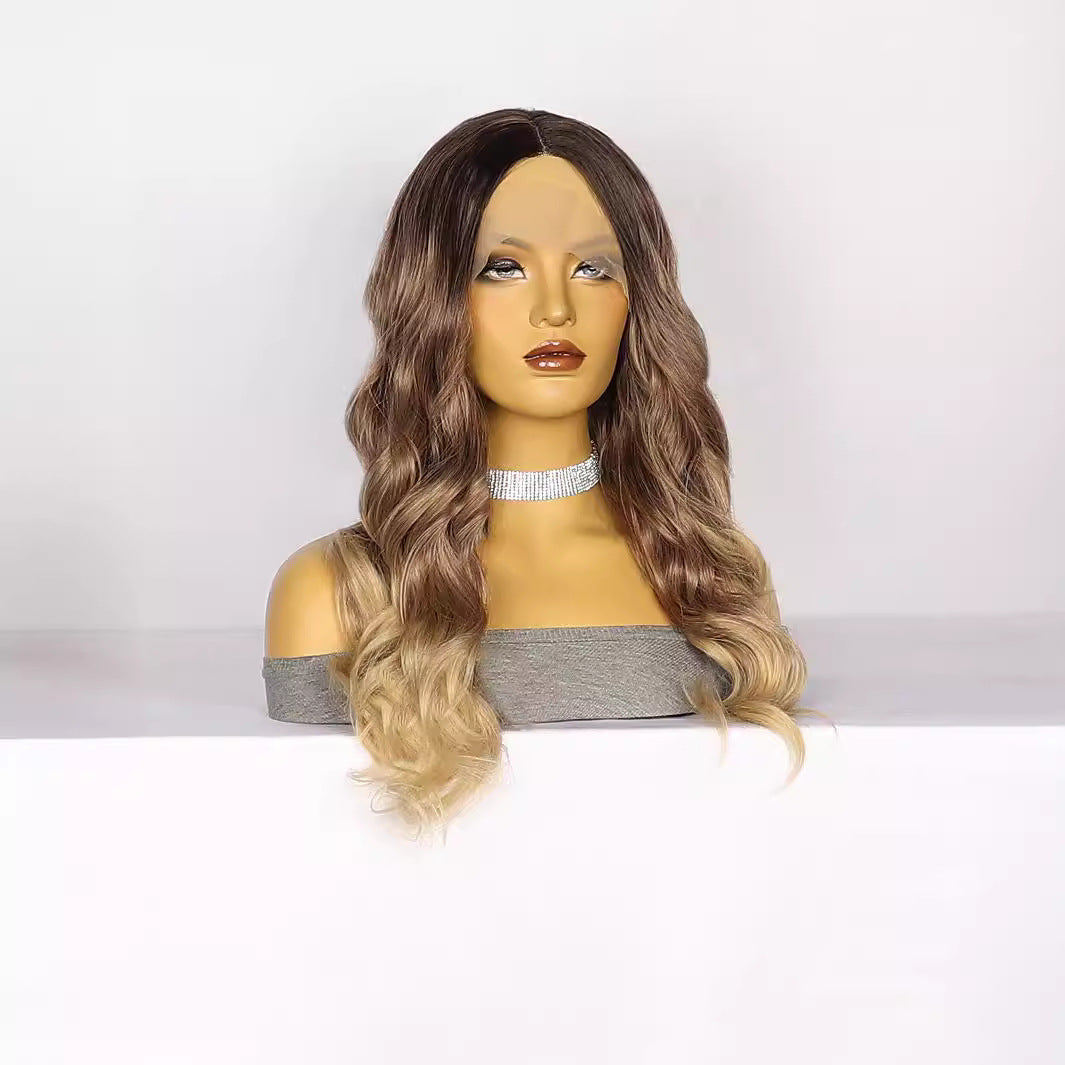 Lavender Warm Brown Ombre Lace Wig - Autumn Muse (Long Wavy Middle Part) (FEVERCOS)