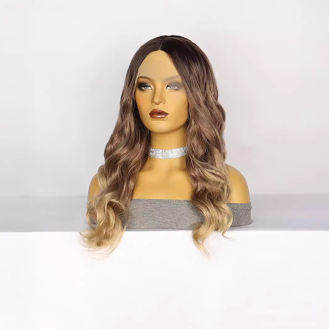 Lavender Warm Brown Ombre Lace Wig - Autumn Muse (Long Wavy Middle Part) (FEVERCOS)