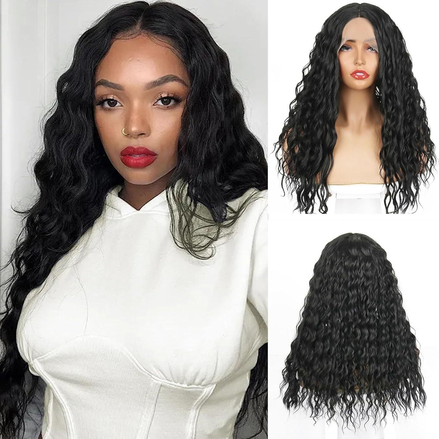White Smoke Midnight Deep Wave Lace Wig - Elite Fronts (13x4 Long Curls) (FEVERCOS)