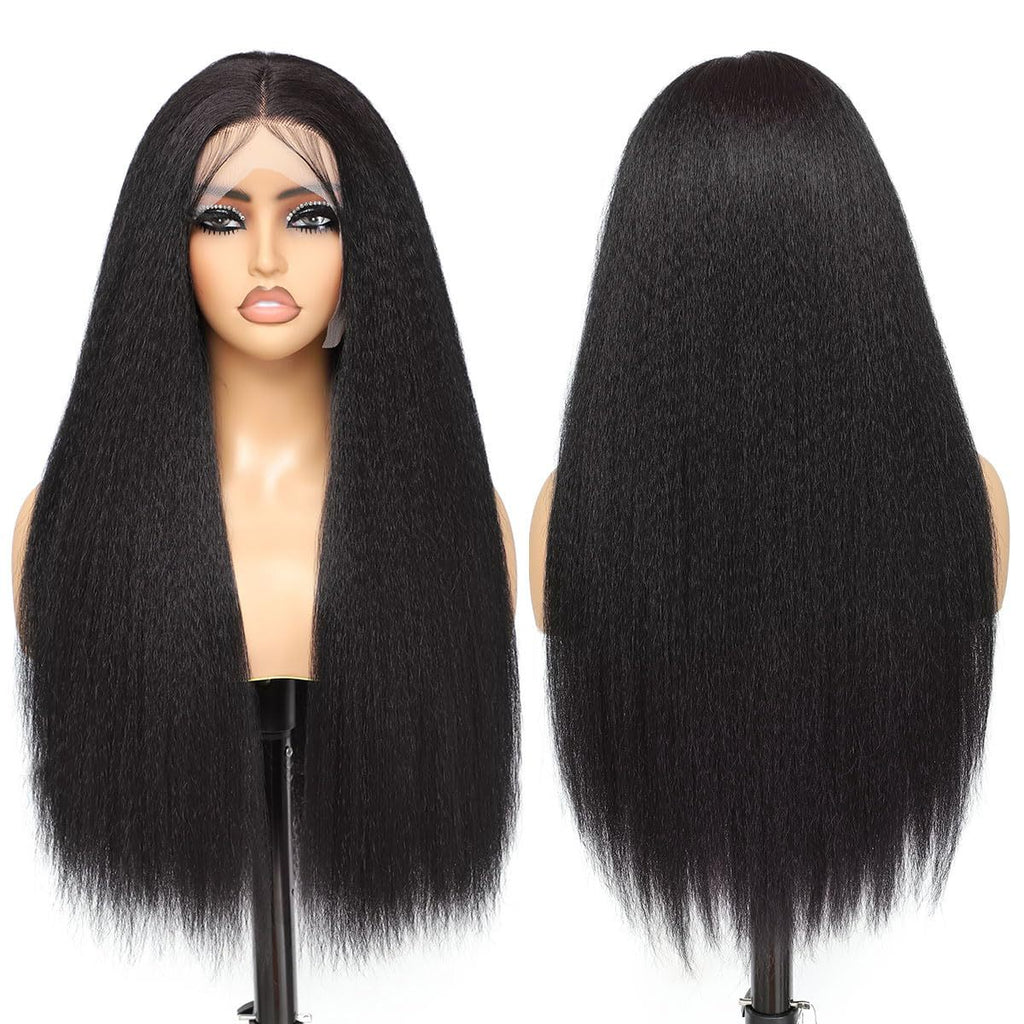 Dark Slate Gray Ebony Yaki Straight Lace Wig - Elite Lace Fronts (13x4x1 T-Part) (FEVERCOS)