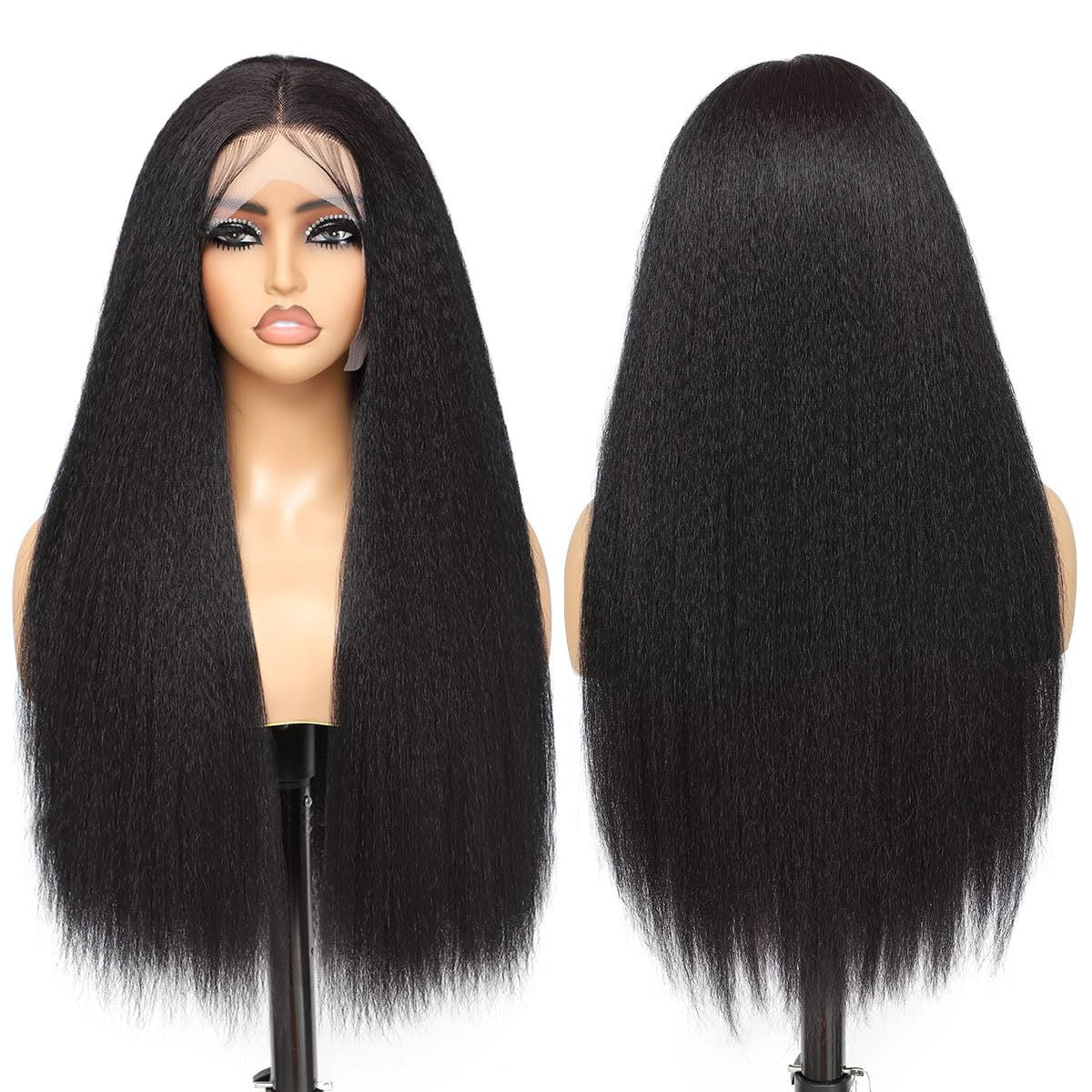 Dark Slate Gray Ebony Yaki Straight Lace Wig - Elite Lace Fronts (13x4x1 T-Part) (FEVERCOS)