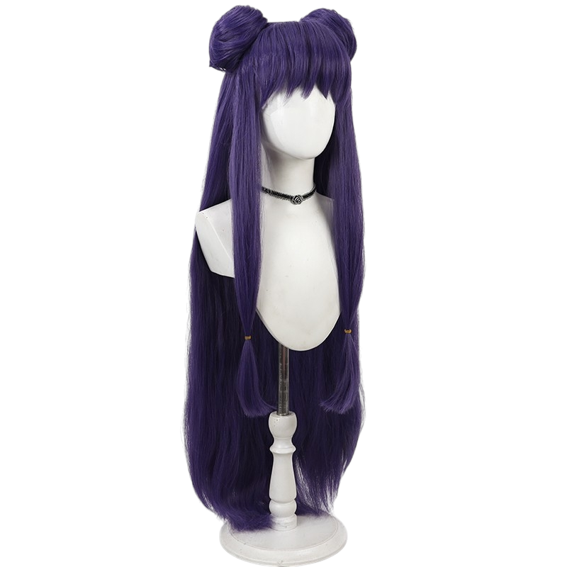 White Smoke Shampoo (Dark Brown Ver.) Cosplay Wig - Ranma 1/2 (Detachable Twin Buns) (FEVERCOS)