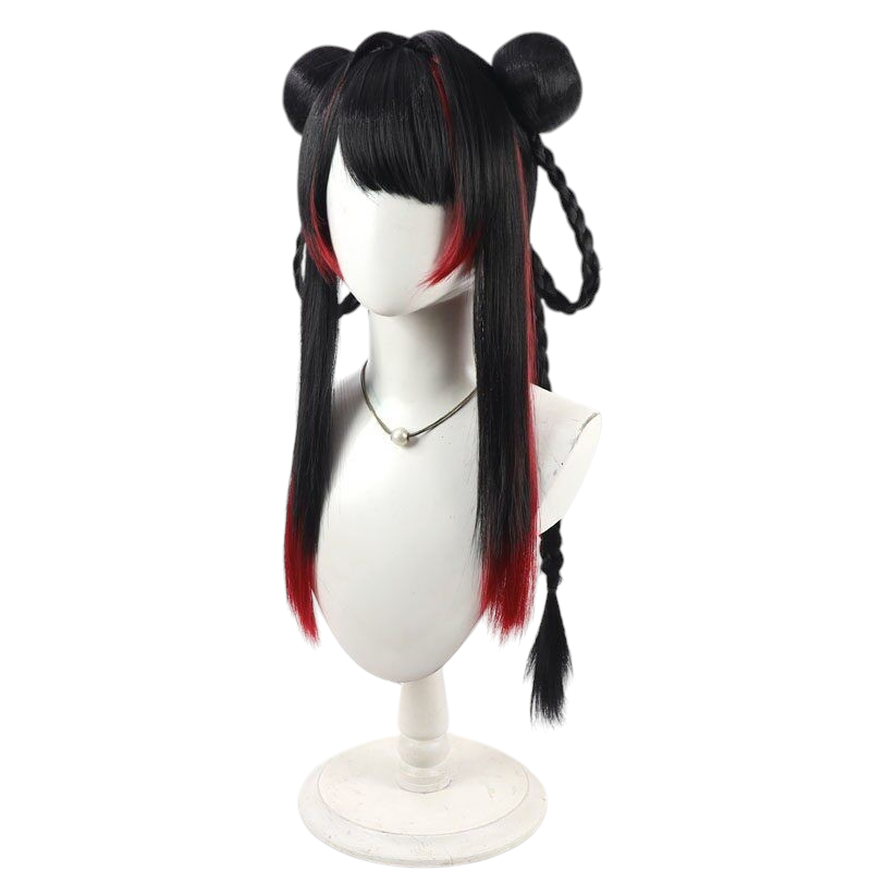 White Smoke Tsukino Mito Cosplay Wig - Virtual Streamer (Black Straight Styled) (FEVERCOS)