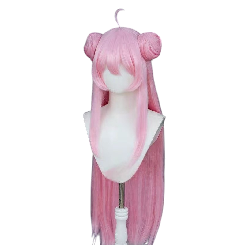 White Smoke Satou Matsuzaka Cosplay Wig - Happy Sugar Life (Pink Twin Buns Long) (FEVERCOS)