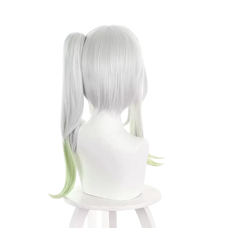 White Smoke Nahida (Lesser Lord Kusanali) Cosplay Wig - Genshin Impact (White/Green Side Ponytail) (FEVERCOS)