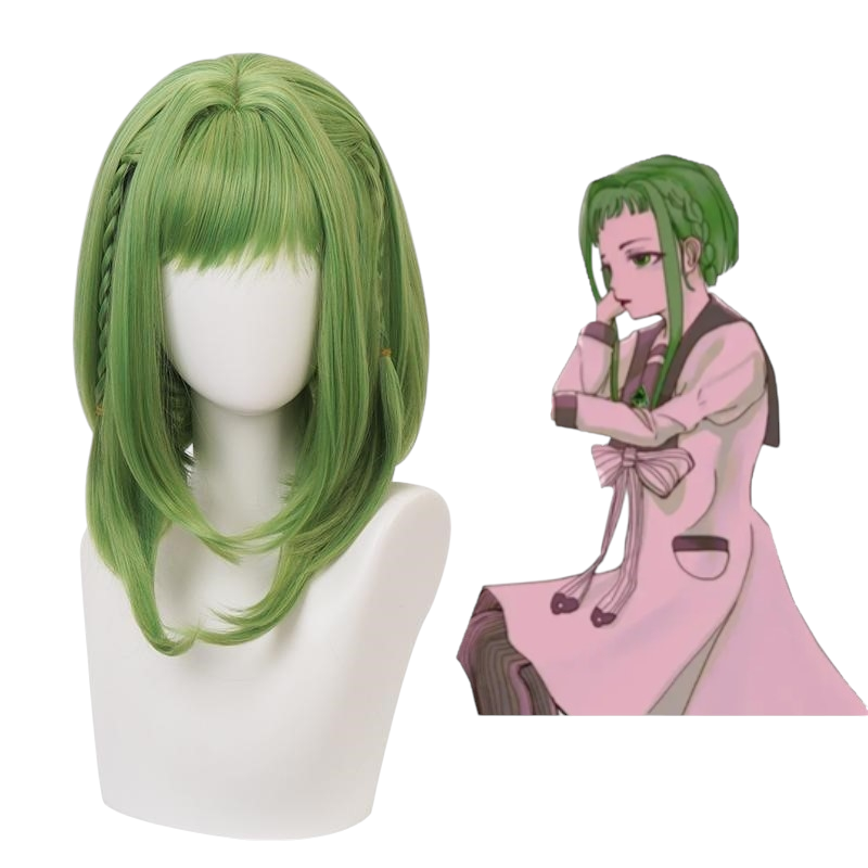 White Smoke Sakura Nanamine Cosplay Wig - Toilet-Bound Hanako-kun (Green Braided Bob) (FEVERCOS)