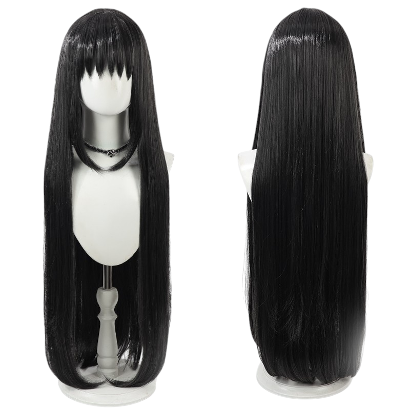 White Smoke Akemi Homura Cosplay Wig - Puella Magi Madoka Magica (Black Long Scalp) (FEVERCOS)