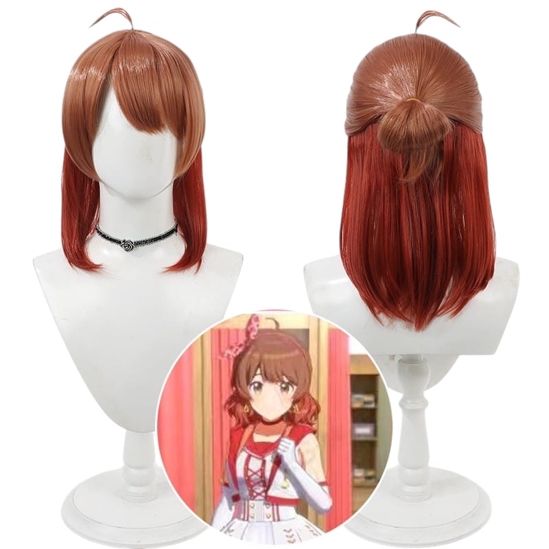 Light Gray Ume Hanami Cosplay Wig - Gakuen Idolmaster (Yellow/Orange Half-Up) (FEVERCOS)