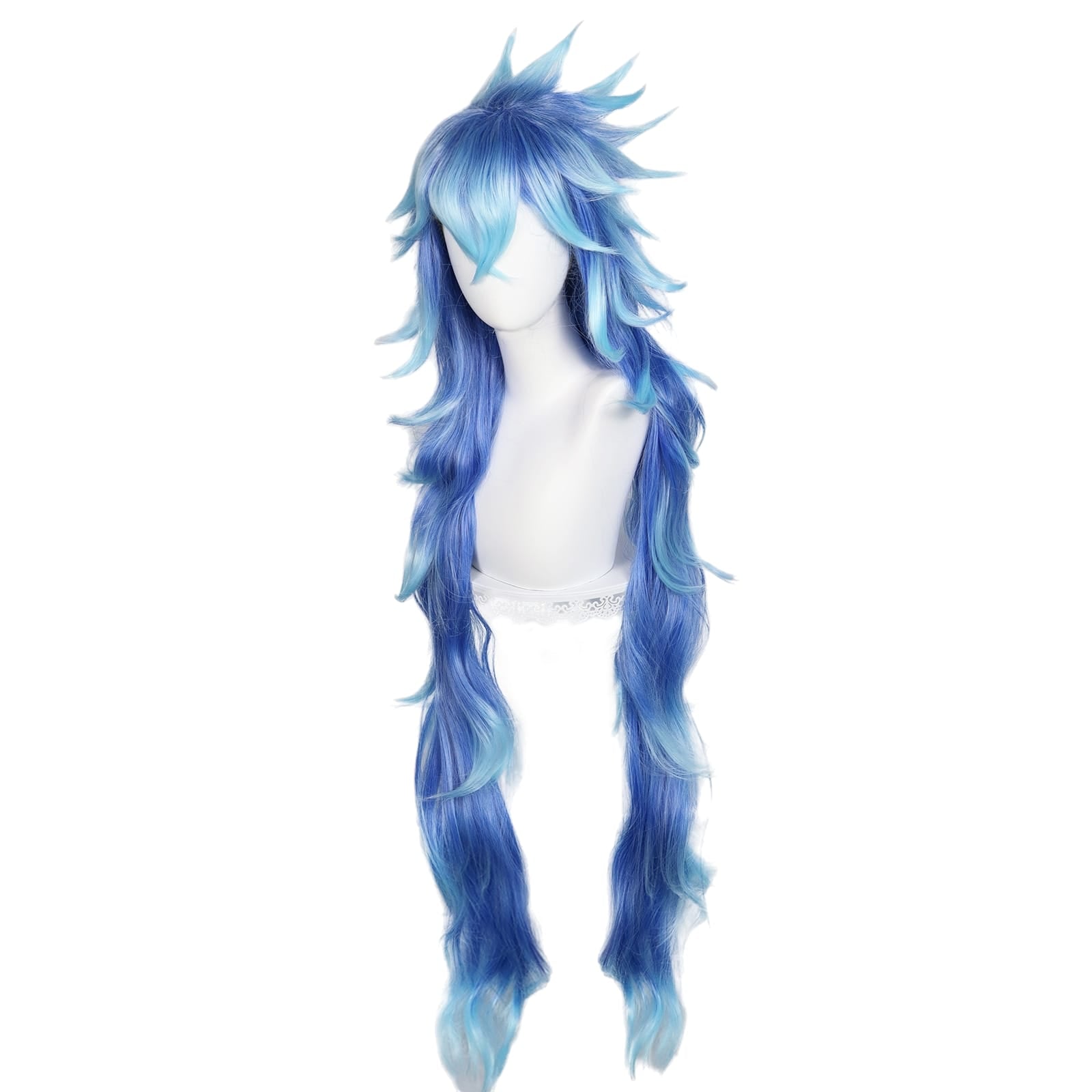 White Smoke Idia Shroud Cosplay Wig - Twisted Wonderland (100cm Blue Fire Gradient) (FEVERCOS)