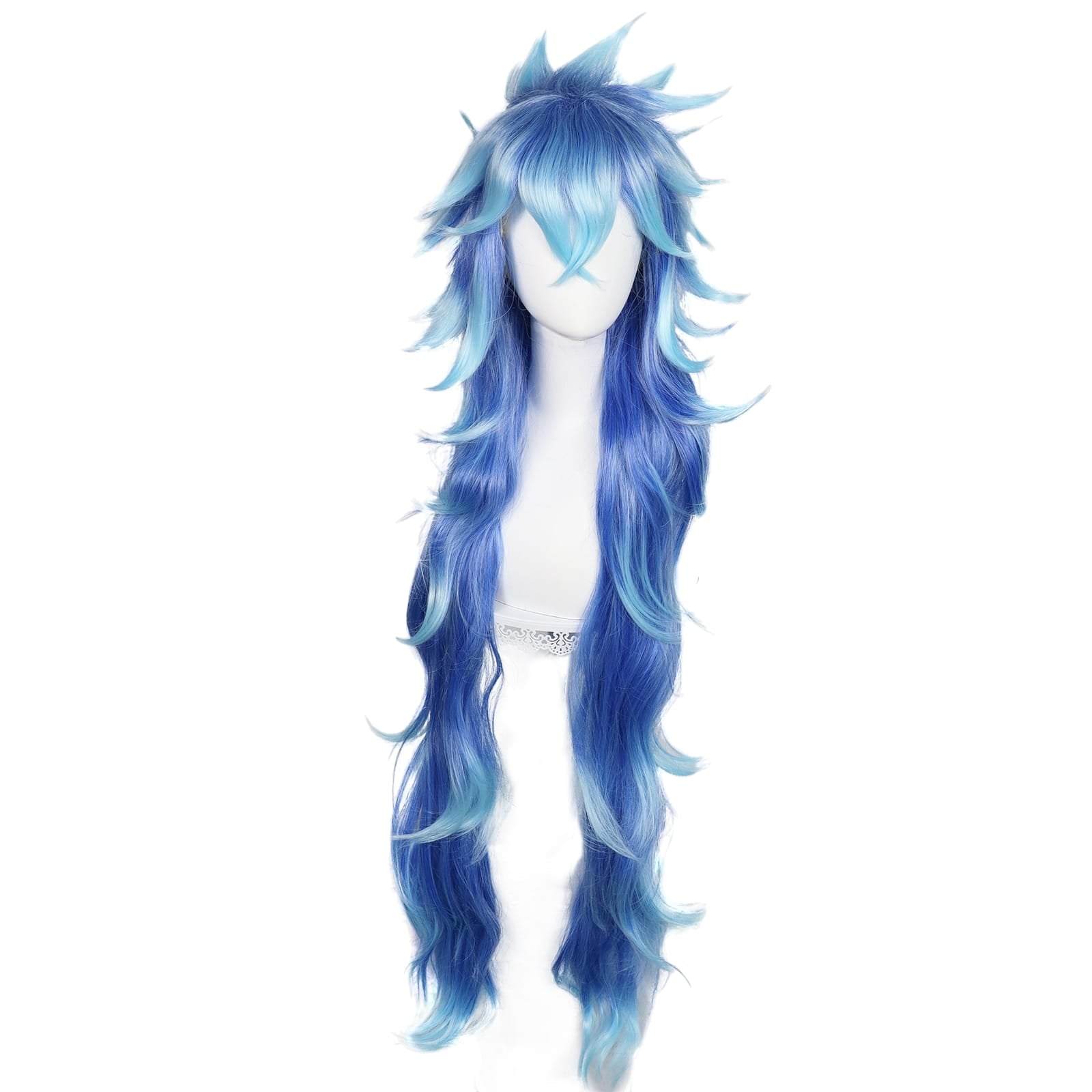 White Smoke Idia Shroud Cosplay Wig - Twisted Wonderland (100cm Blue Fire Gradient) (FEVERCOS)