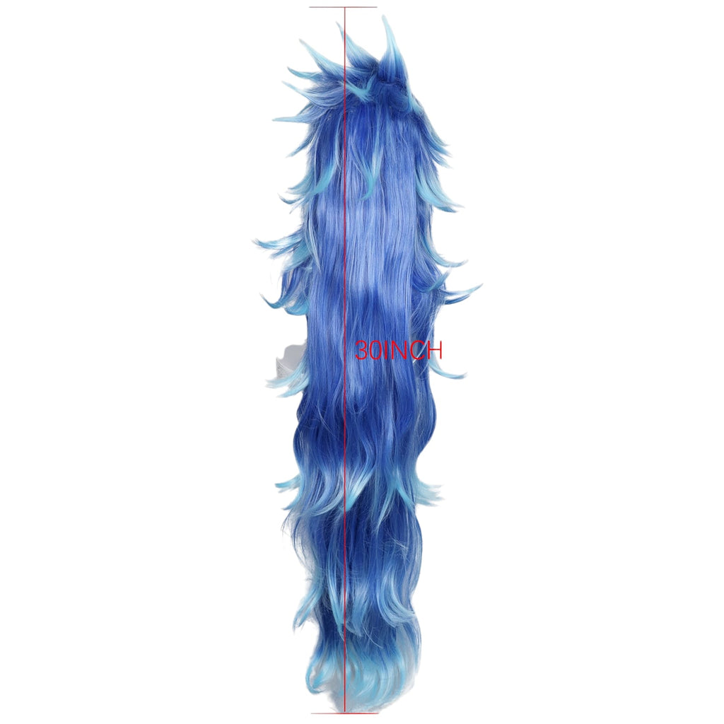 White Smoke Idia Shroud Cosplay Wig - Twisted Wonderland (100cm Blue Fire Gradient) (FEVERCOS)