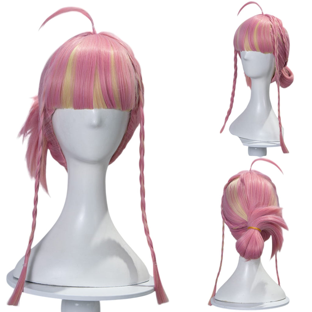 White Smoke Mercy (Angela) Le Sserafim Cosplay Wig - Overwatch 2 (Pink/Blonde Gradient) (FEVERCOS)