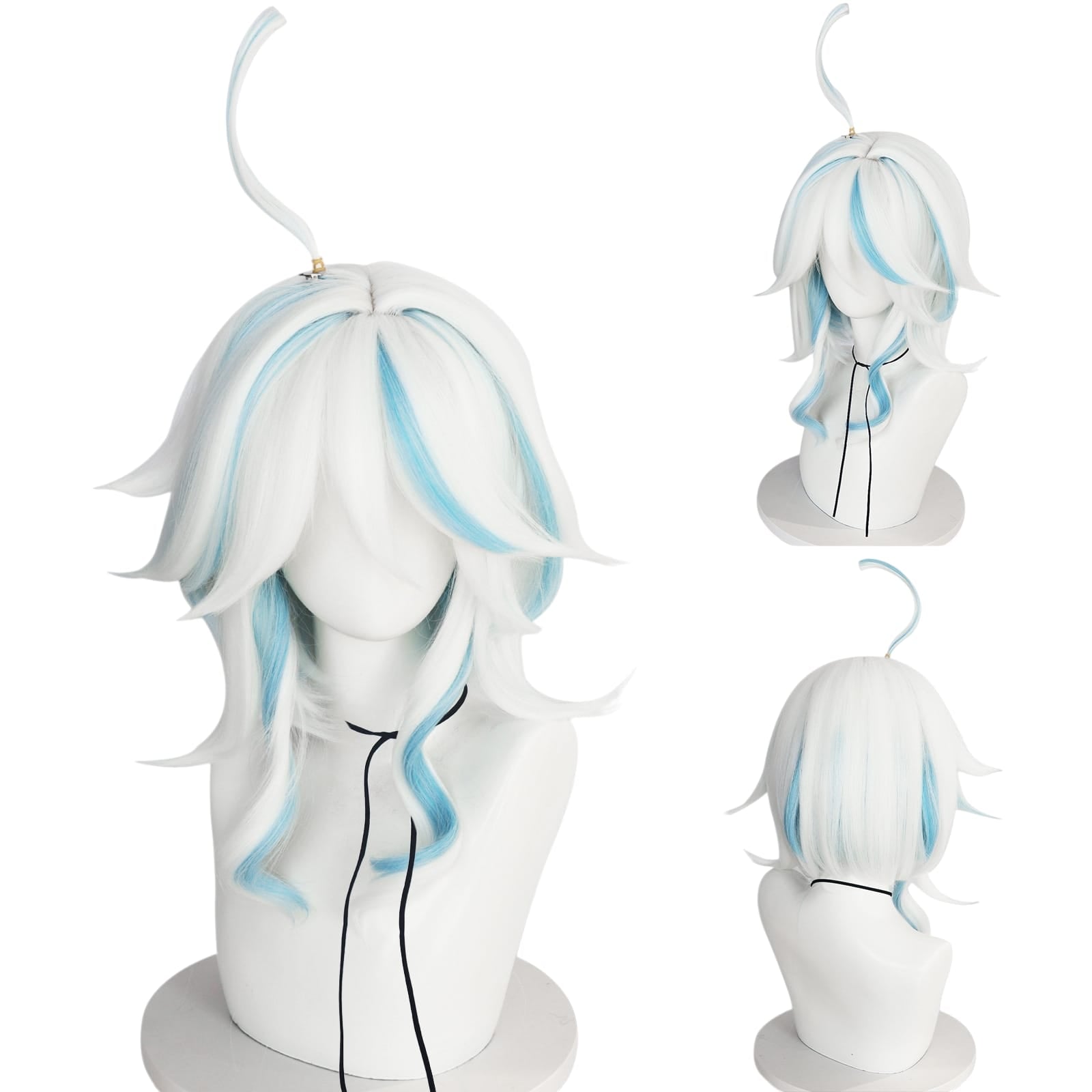 White Smoke Furina (Focalors) Cosplay Wig - Genshin Impact (White/Blue Asymmetrical) (FEVERCOS)