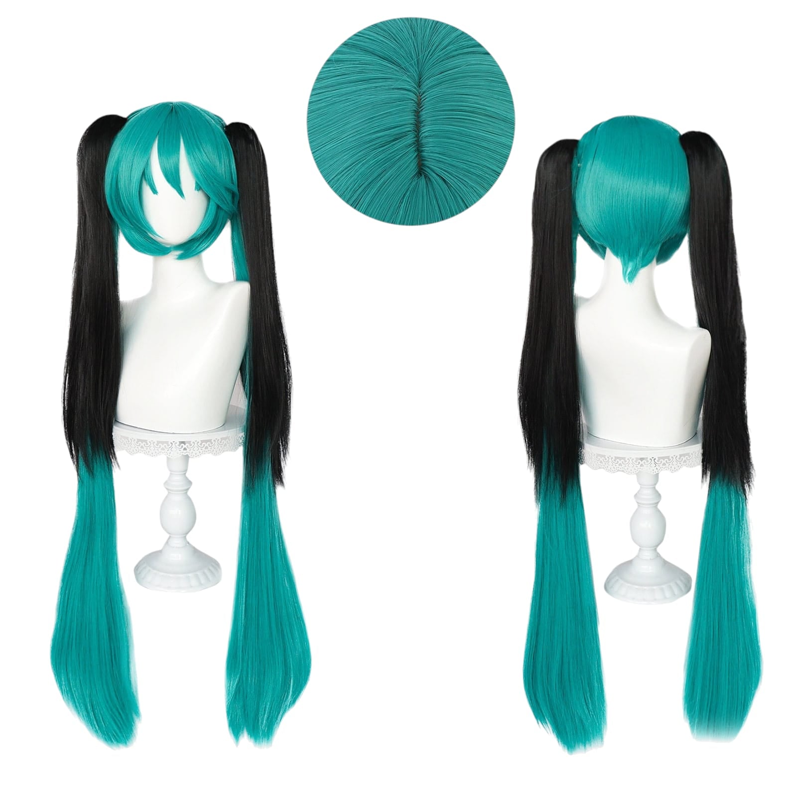 White Smoke Calne Ca (Shiie) Cosplay Wig - Vocaloid Derivative (Teal/Black Skeleton) (FEVERCOS)
