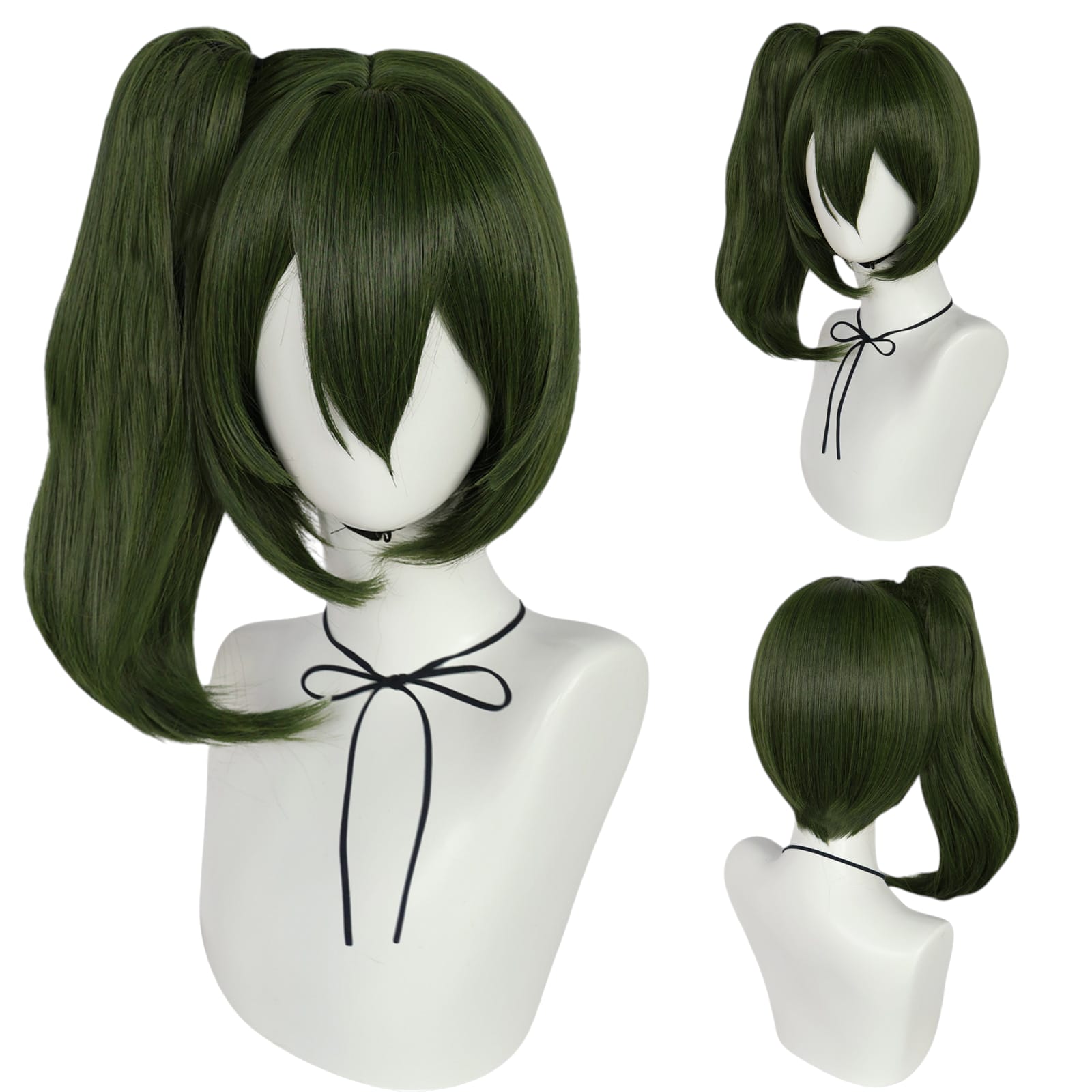 White Smoke Ubel Cosplay Wig - Frieren: Beyond Journey's End (Green Side Ponytail) (FEVERCOS)