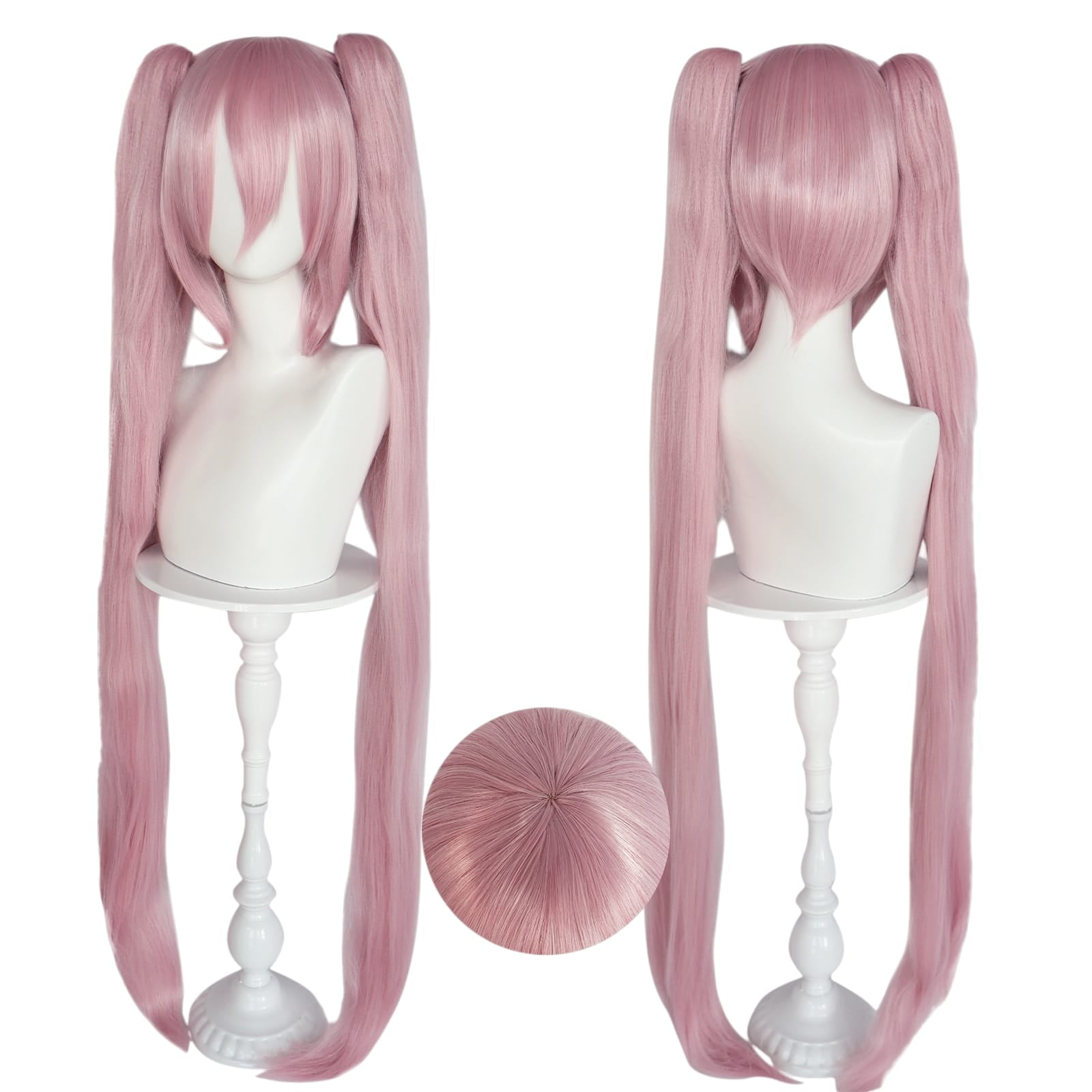 White Smoke Pink Hatsune Miku (Sakura/NT) Cosplay Wig - Vocaloid (104cm Twin Tails) (FEVERCOS)