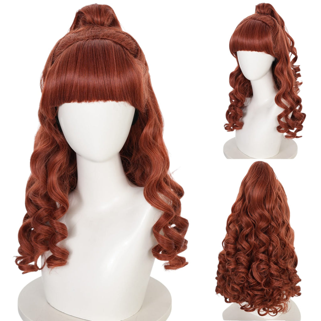 White Smoke Enid Sinclair Cosplay Wig - Wednesday (Blonde/Pink/Blue Spiral Curls) (FEVERCOS)