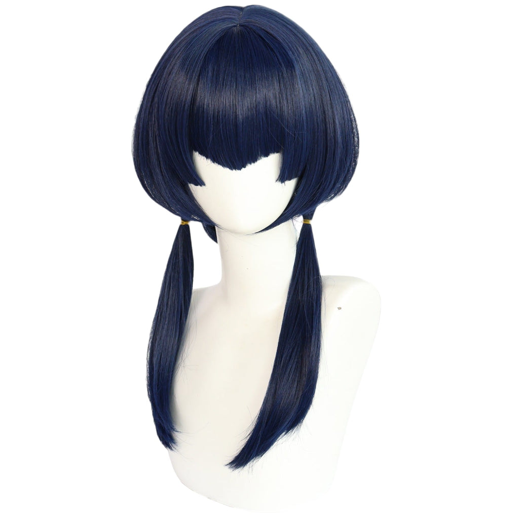 White Smoke Candace Cosplay Wig - Genshin Impact (Dark Blue Twin Tails) (FEVERCOS)