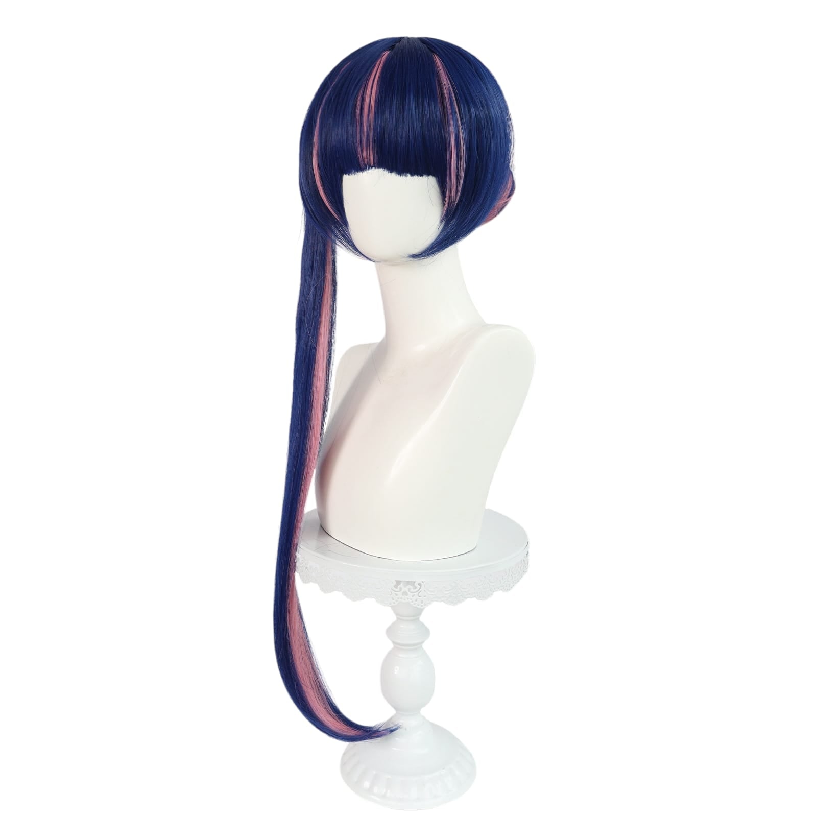 White Smoke Kneesocks Cosplay Wig - Panty & Stocking (Blue Ponytail/Horn Style) (FEVERCOS)