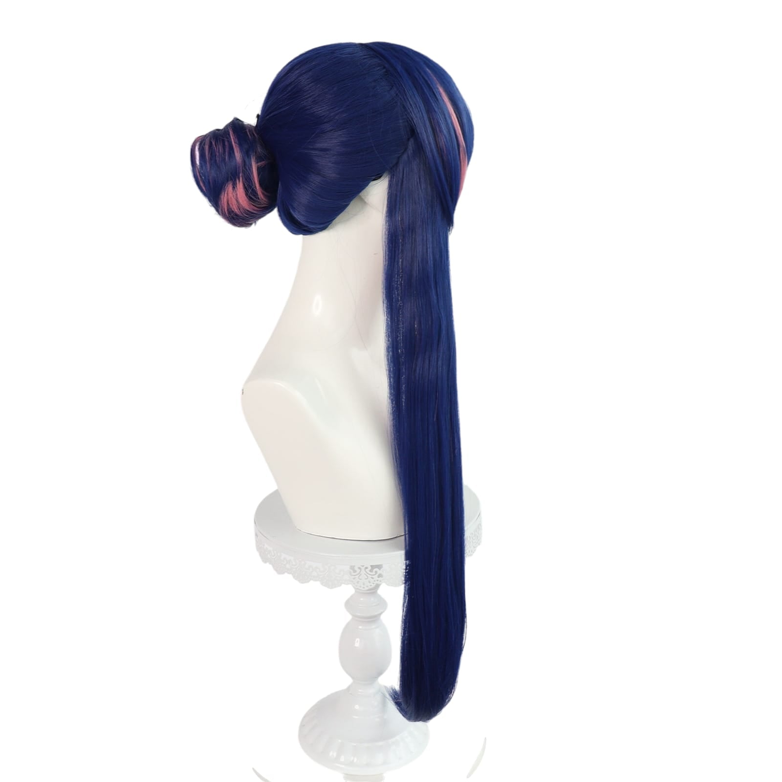 White Smoke Kneesocks Cosplay Wig - Panty & Stocking (Blue Ponytail/Horn Style) (FEVERCOS)