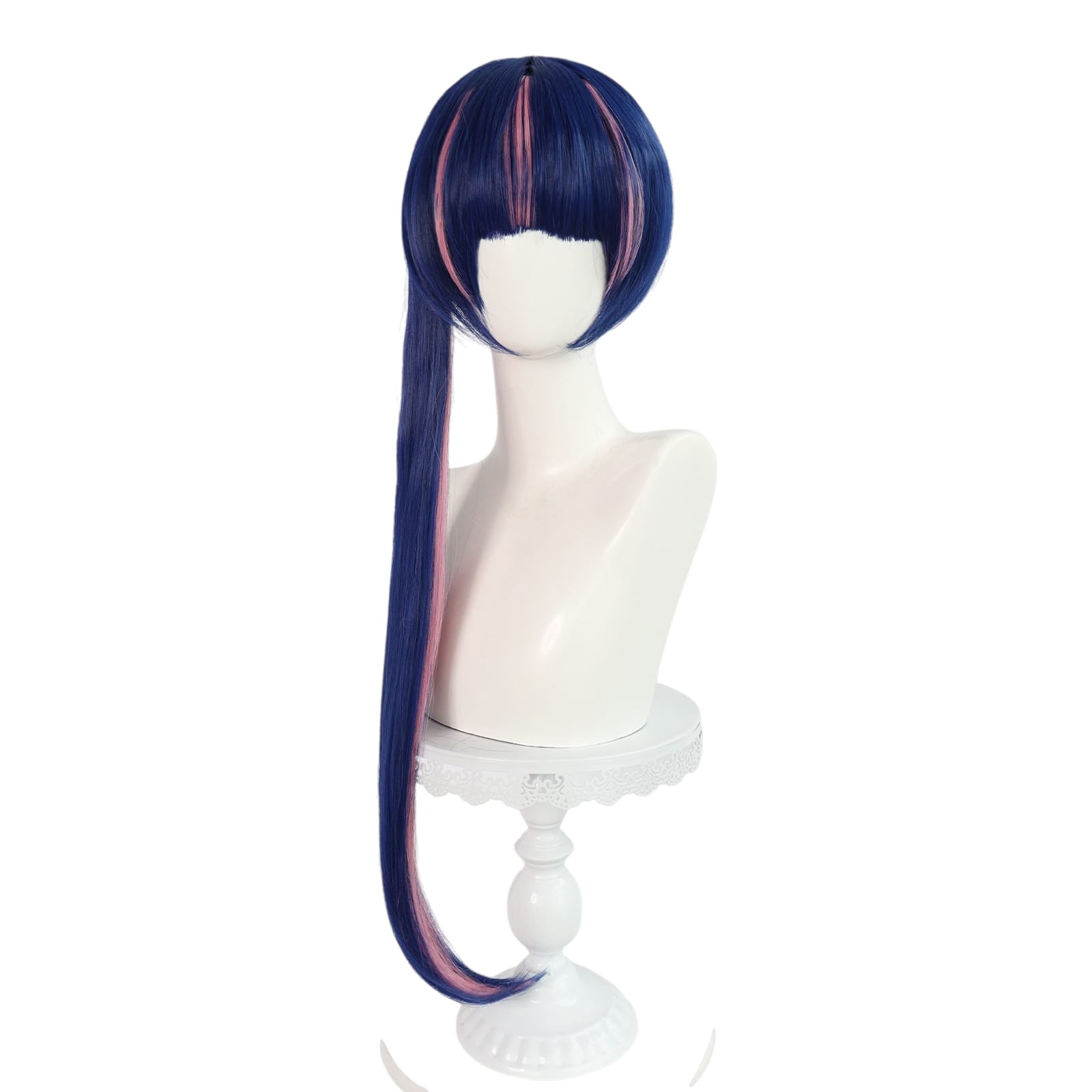 White Smoke Kneesocks Cosplay Wig - Panty & Stocking (Blue Ponytail/Horn Style) (FEVERCOS)