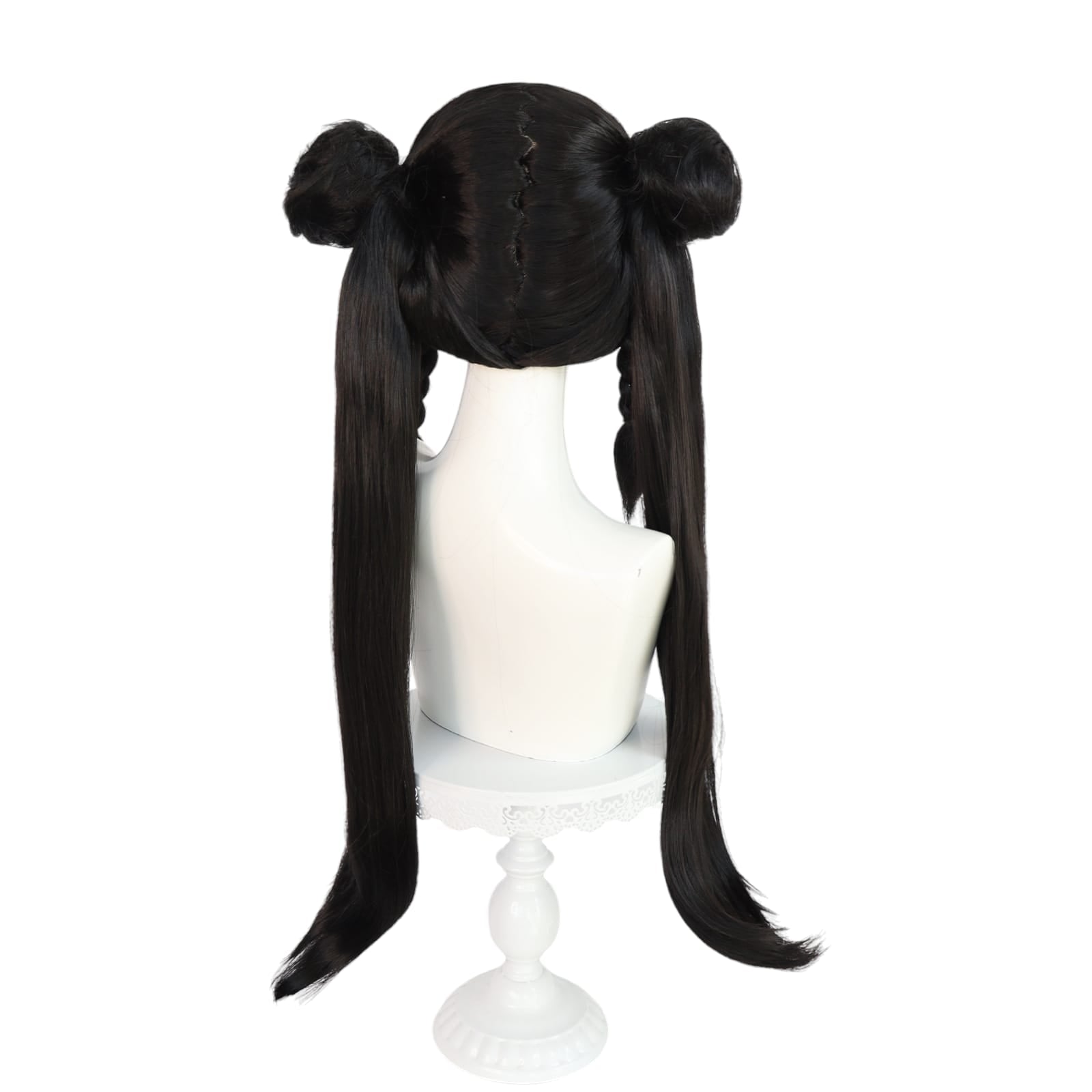 White Smoke Chun-Li Cosplay Wig - Street Fighter (Dark Brown Ox Horns) (FEVERCOS)