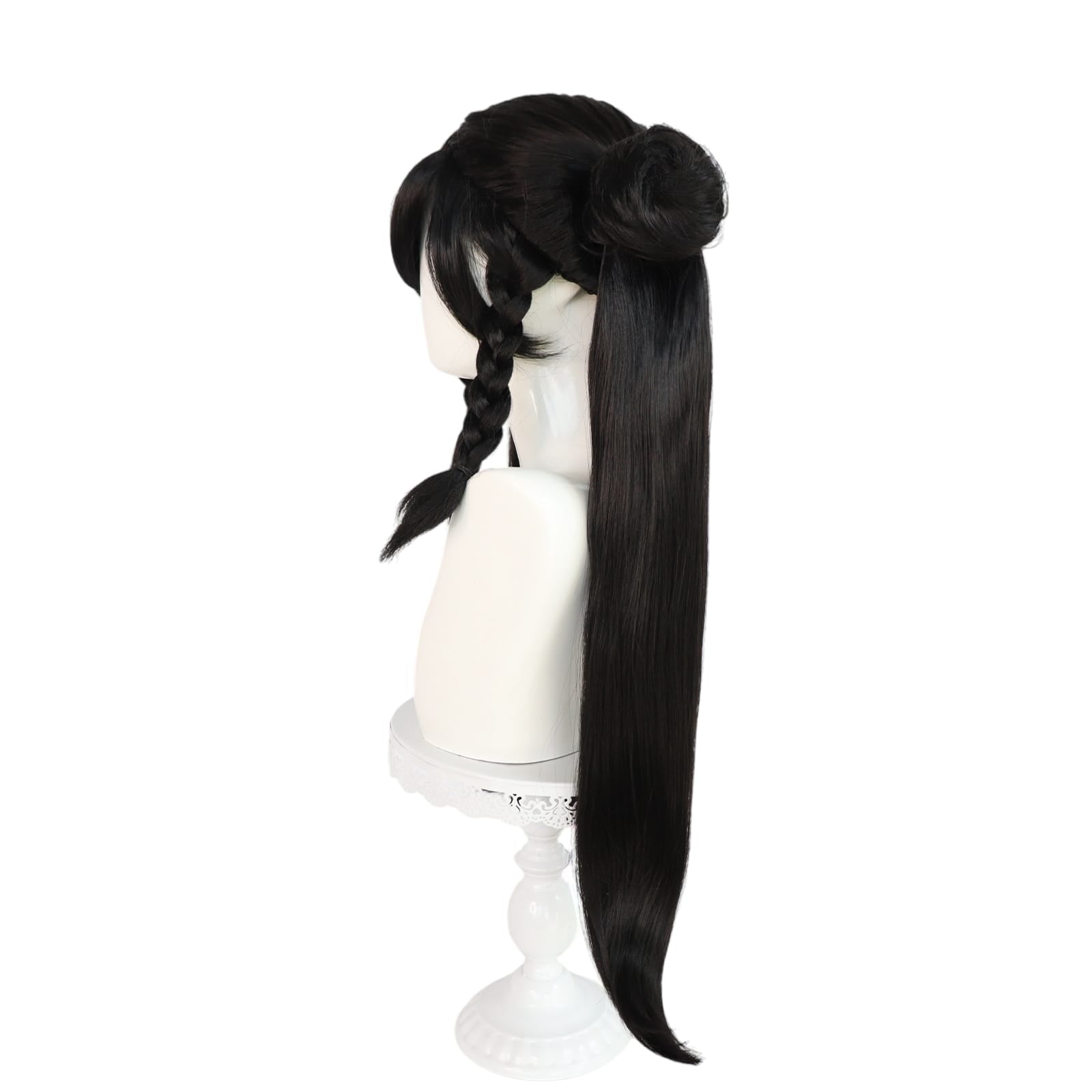 White Smoke Chun-Li Cosplay Wig - Street Fighter (Dark Brown Ox Horns) (FEVERCOS)