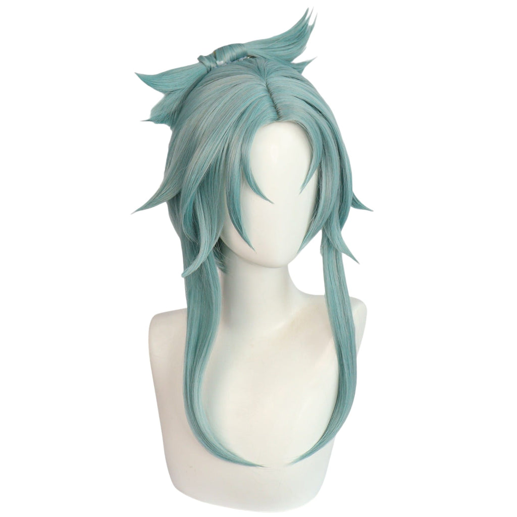 White Smoke Madame Ping (Young/Streetward Rambler) Cosplay Wig - Genshin Impact (Teal Loops) (FEVERCOS)