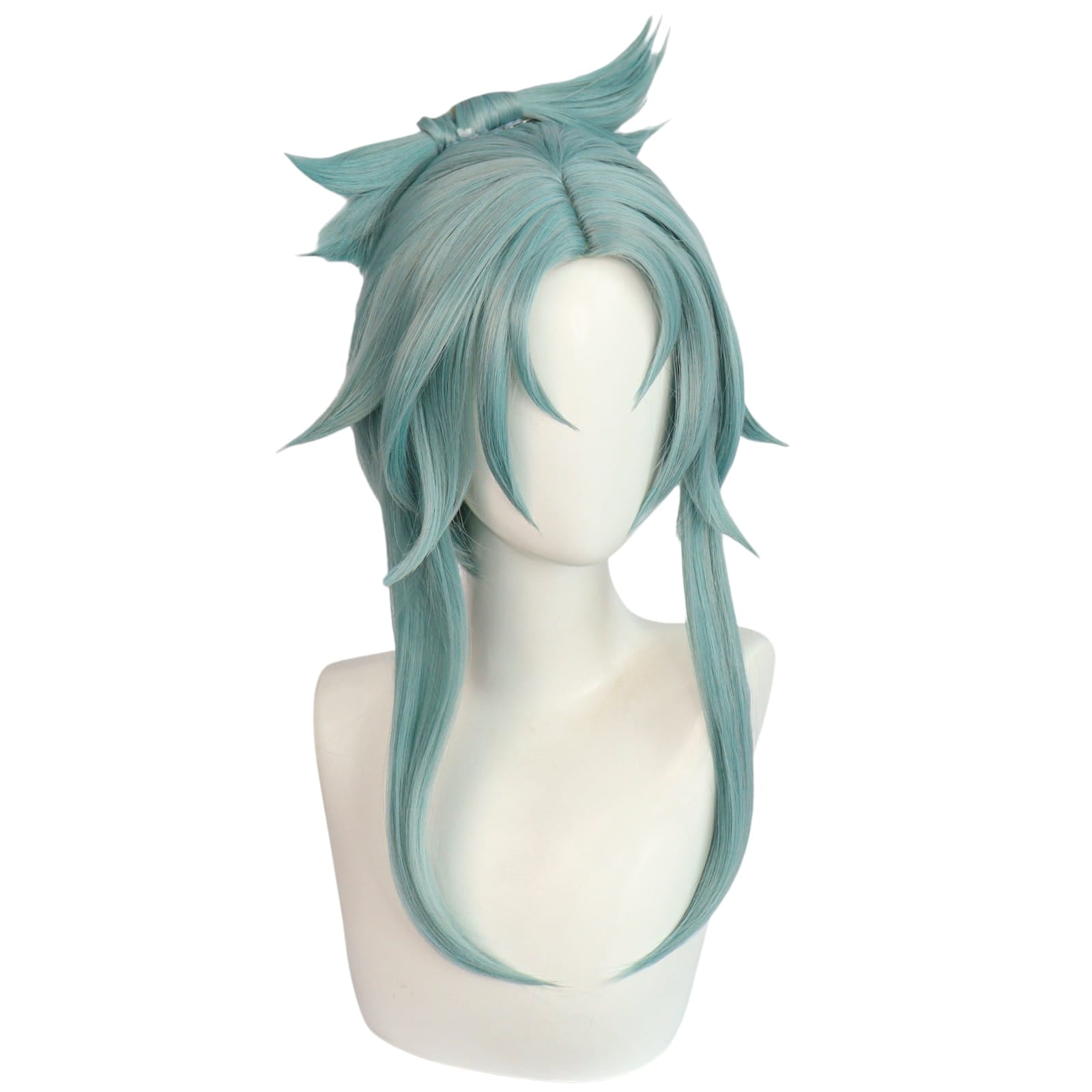 White Smoke Madame Ping (Young/Streetward Rambler) Cosplay Wig - Genshin Impact (Teal Loops) (FEVERCOS)