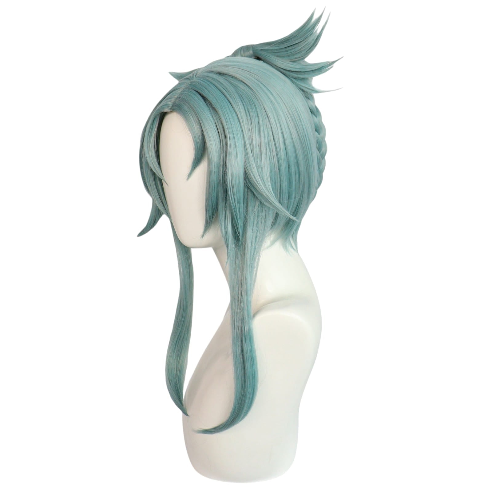 White Smoke Madame Ping (Young/Streetward Rambler) Cosplay Wig - Genshin Impact (Teal Loops) (FEVERCOS)