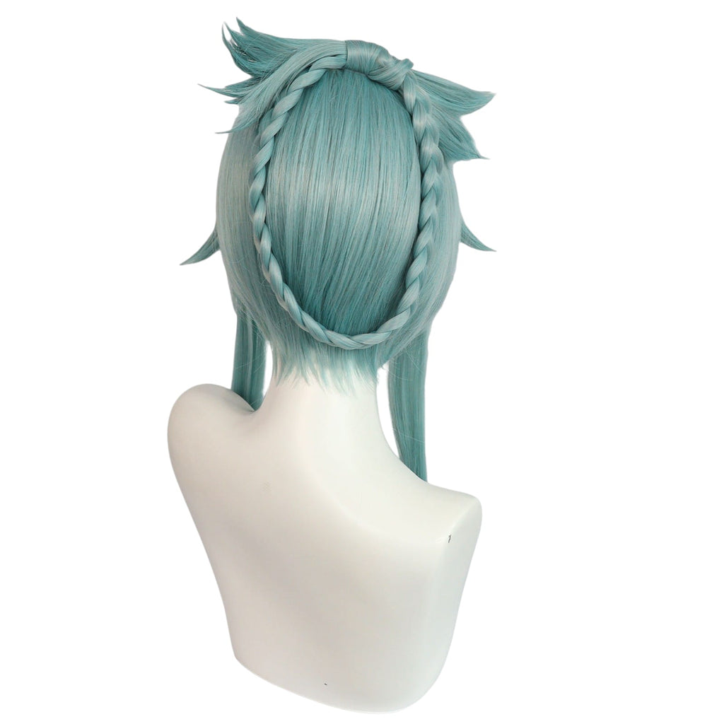 White Smoke Madame Ping (Young/Streetward Rambler) Cosplay Wig - Genshin Impact (Teal Loops) (FEVERCOS)