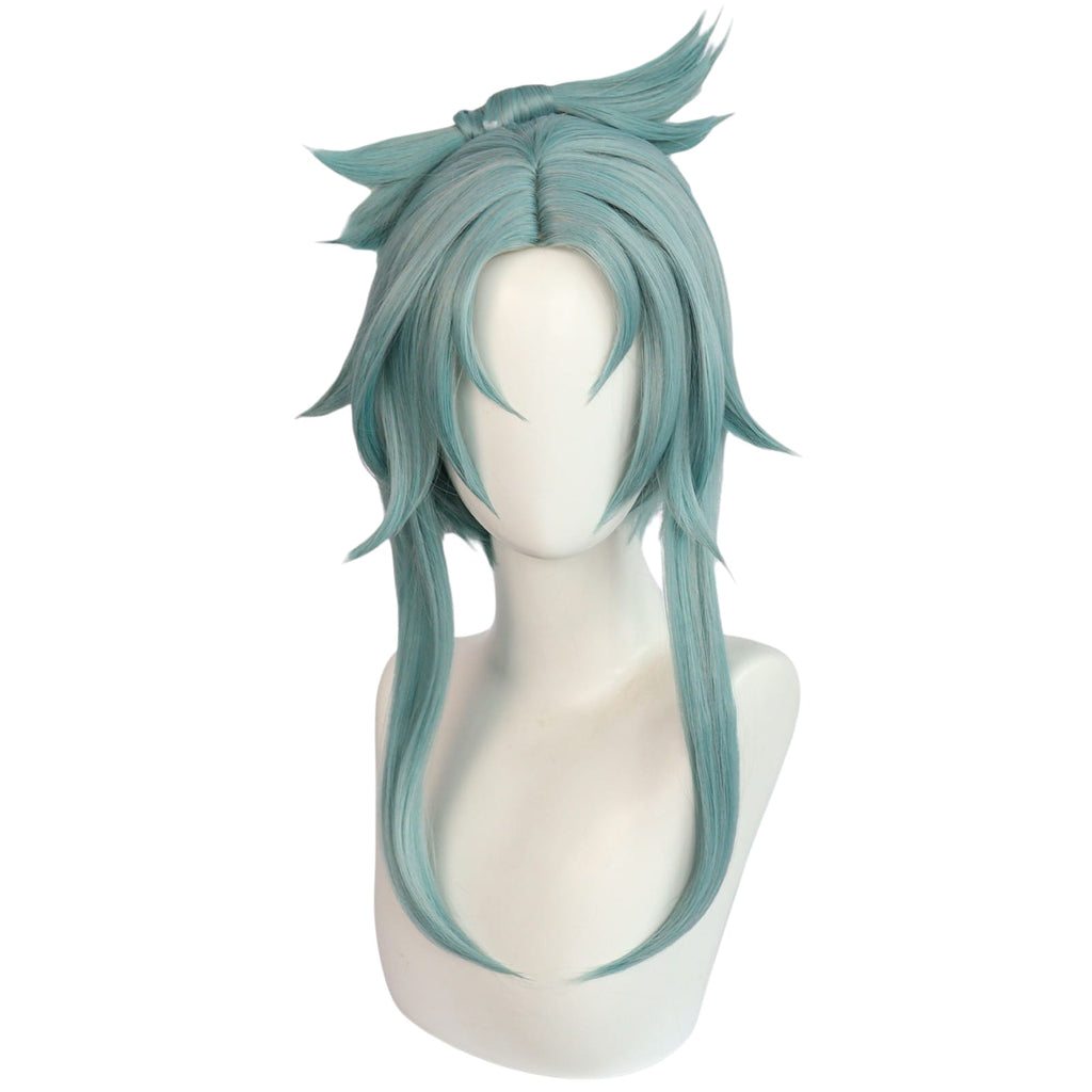 White Smoke Madame Ping (Young/Streetward Rambler) Cosplay Wig - Genshin Impact (Teal Loops) (FEVERCOS)