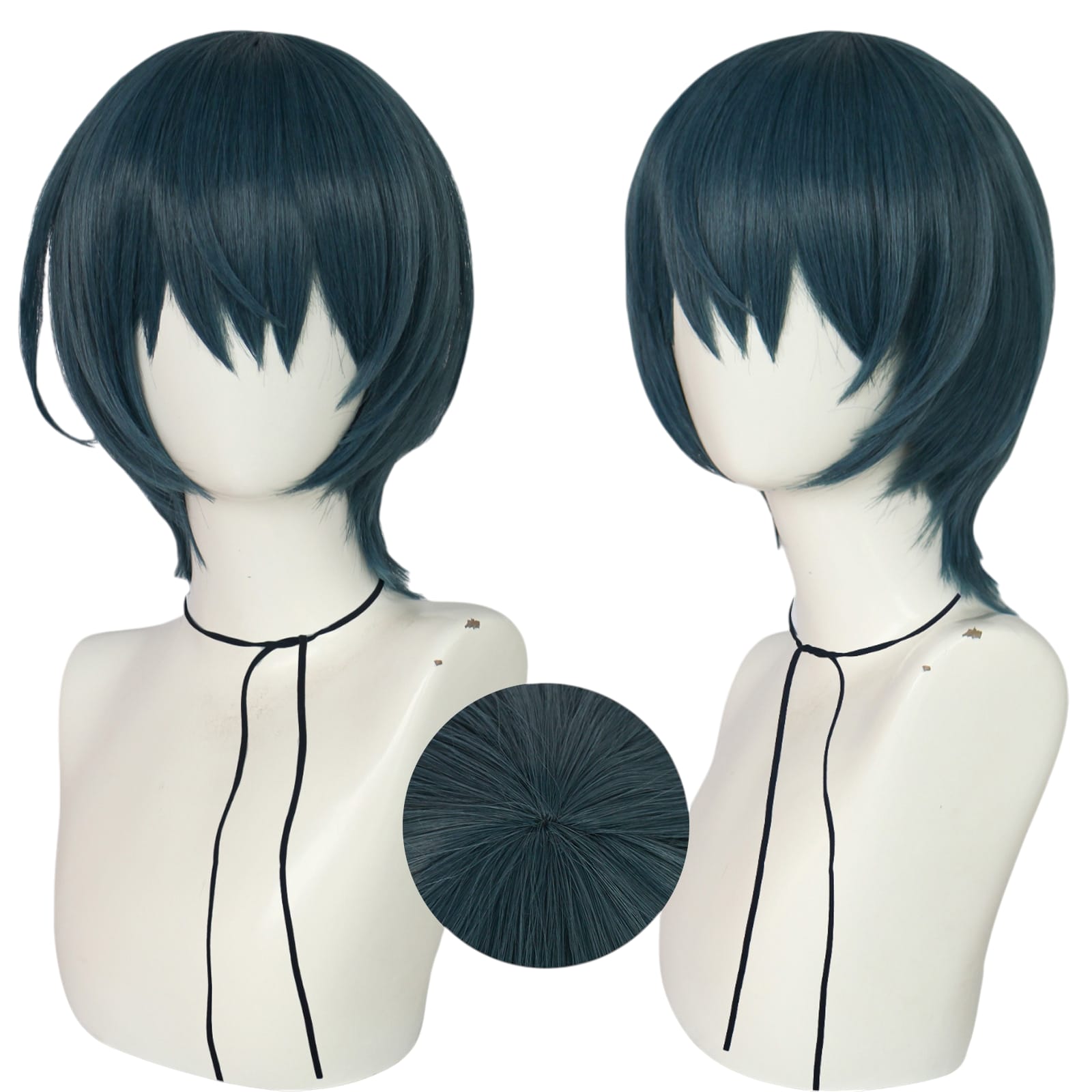 White Smoke Byleth (Male) Cosplay Wig - Fire Emblem : Three Houses (Dark Teal) (FEVERCOS)