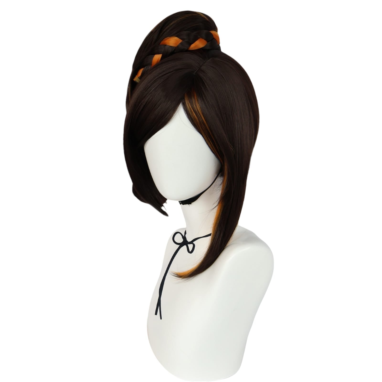 White Smoke Chiori Cosplay Wig - Genshin Impact (Black/Orange Side Tail) (FEVERCOS)