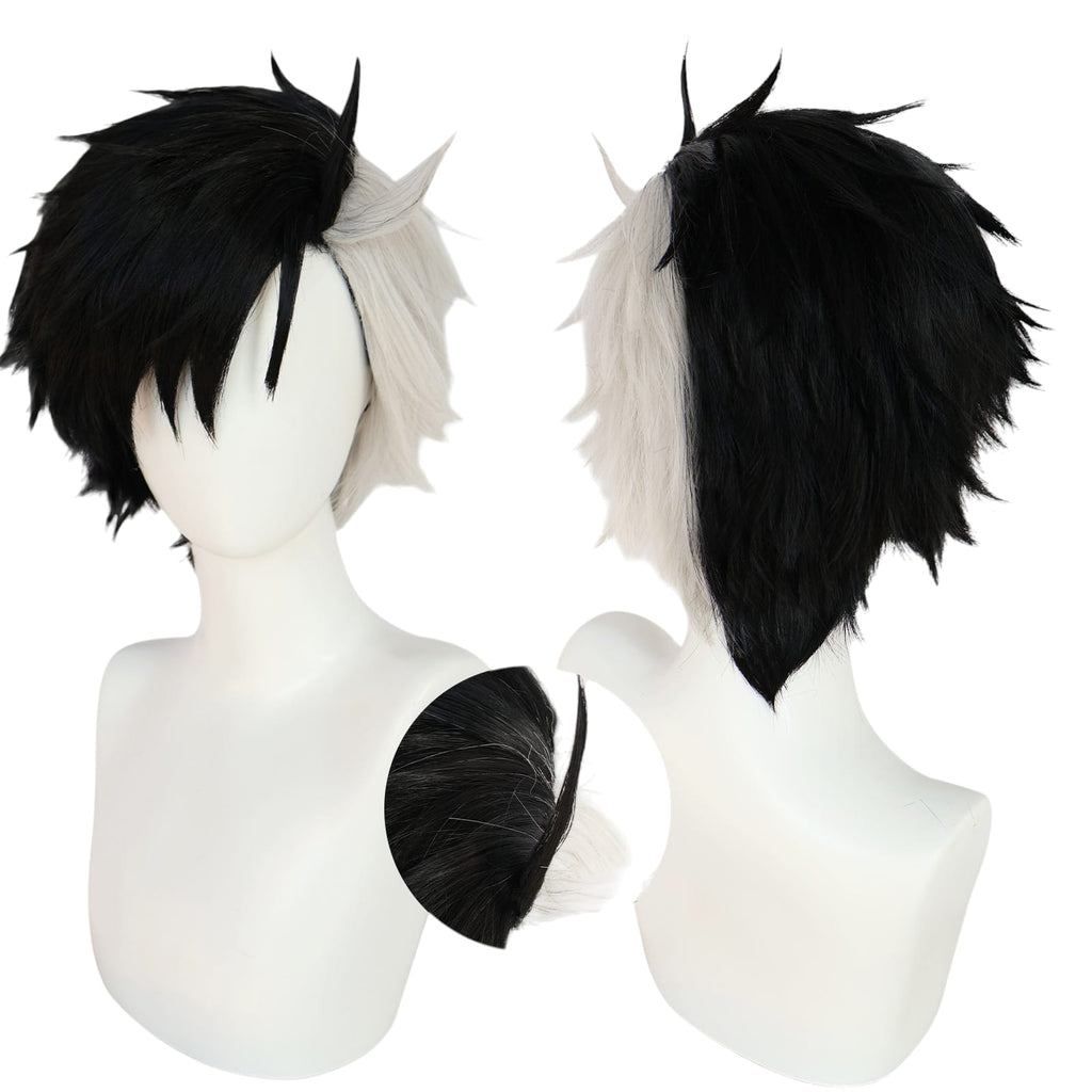 White Smoke Sakura Haruka Cosplay Wig - Wind Breaker (Split Black/White) (FEVERCOS)