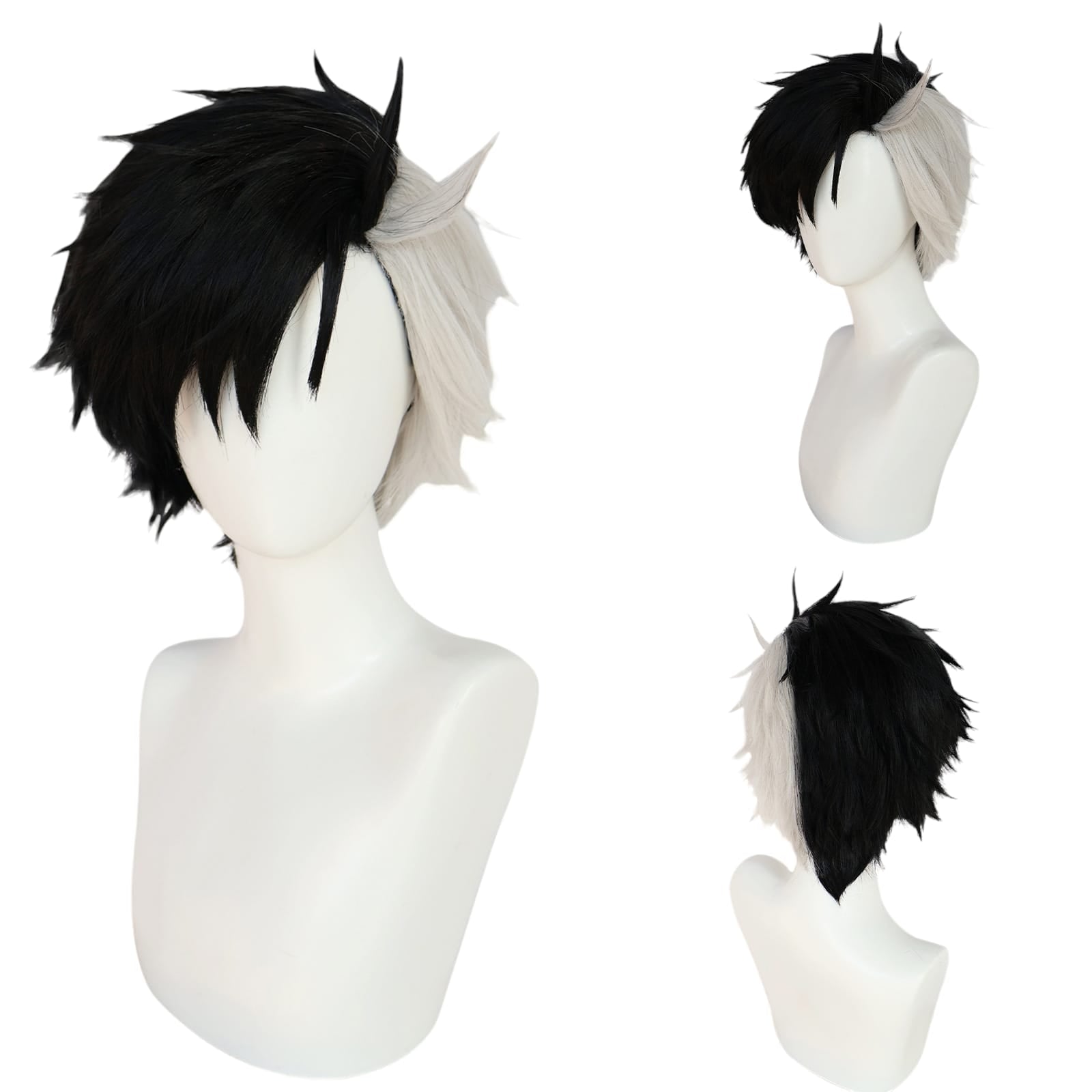 White Smoke Sakura Haruka Cosplay Wig - Wind Breaker (Split Black/White) (FEVERCOS)