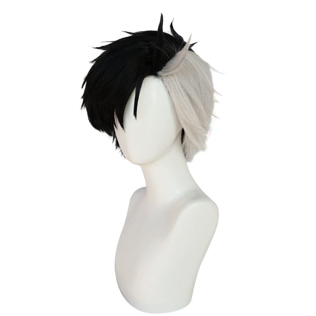 White Smoke Sakura Haruka Cosplay Wig - Wind Breaker (Split Black/White) (FEVERCOS)