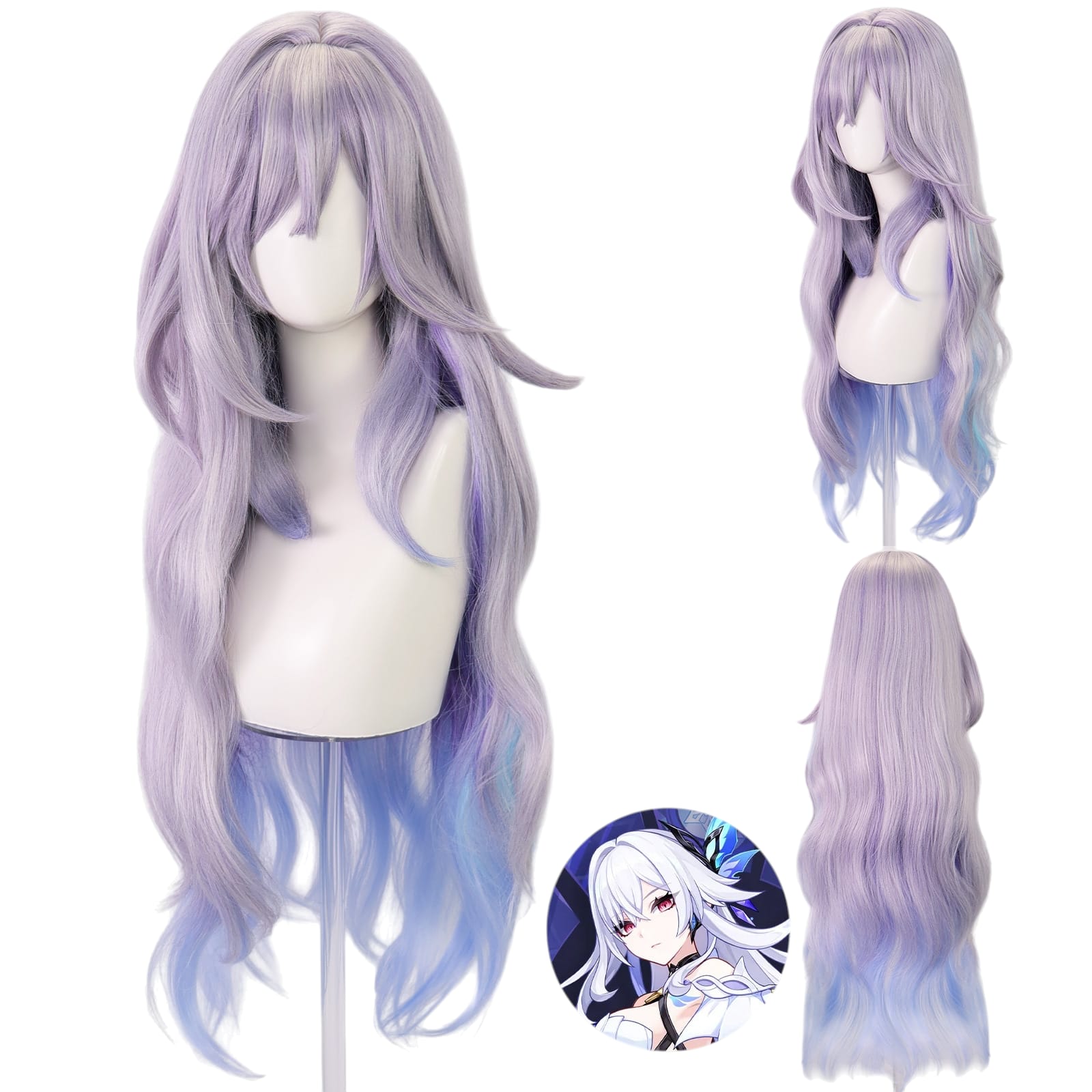 White Smoke Skirk Cosplay Wig - Genshin Impact (Abyssal Blue/Purple Gradient) (FEVERCOS)