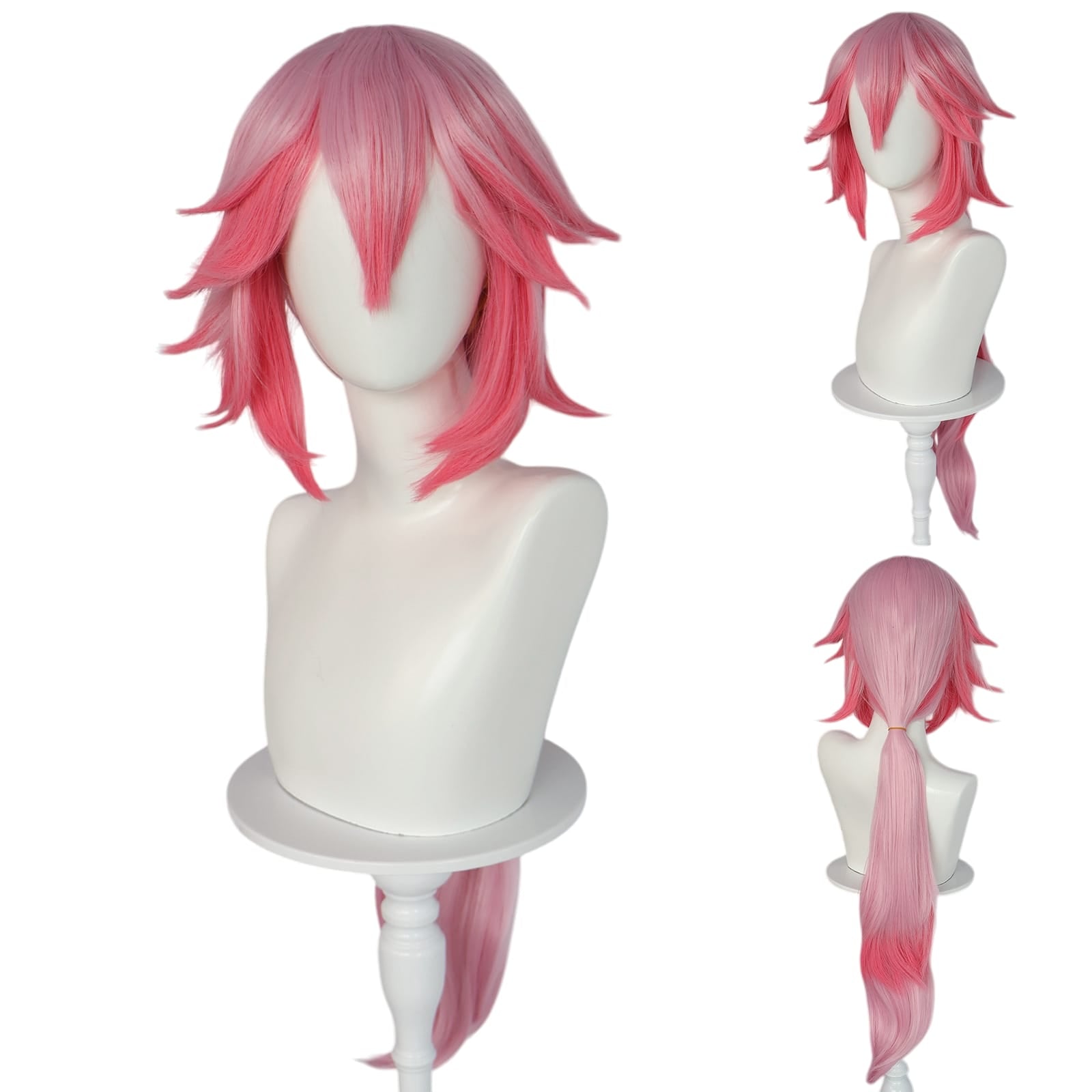 White Smoke Yae Miko Cosplay Wig - Genshin Impact (Pink Side Flip) (FEVERCOS)