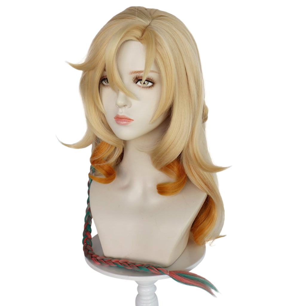 White Smoke Xilonen Cosplay Wig - Genshin Impact (Blonde/Brown Braids) (FEVERCOS)