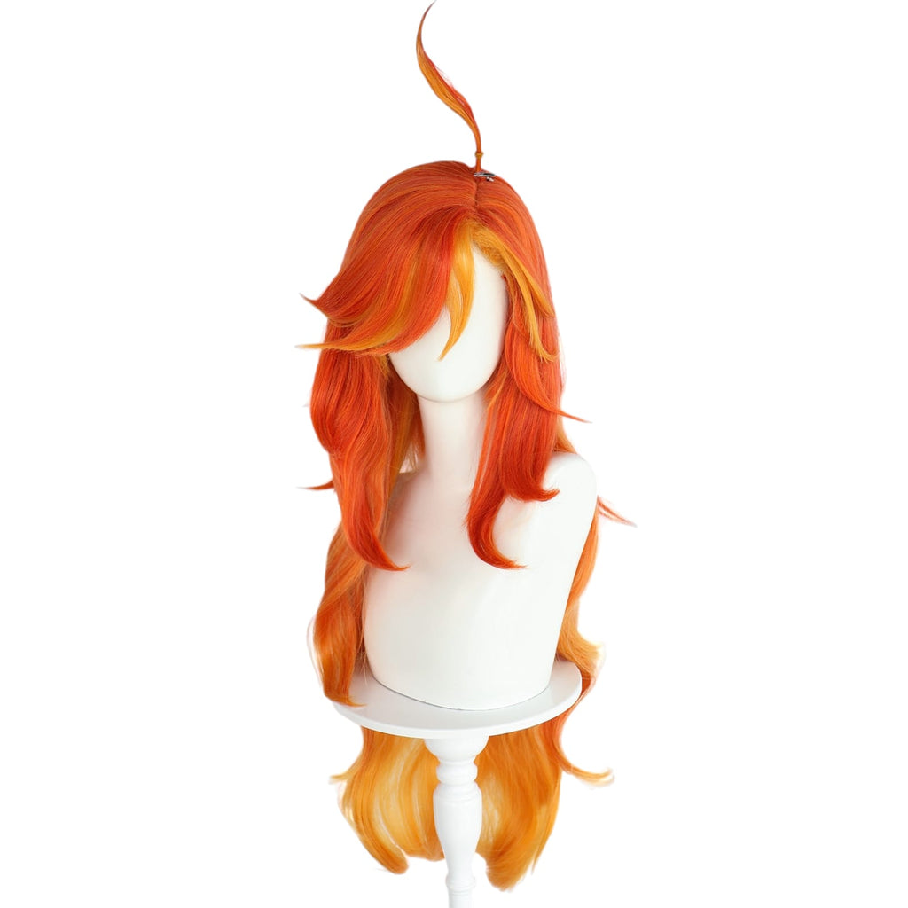 White Smoke Mavuika (Pyro Archon) Cosplay Wig - Genshin Impact (Red/Orange Long) (FEVERCOS)
