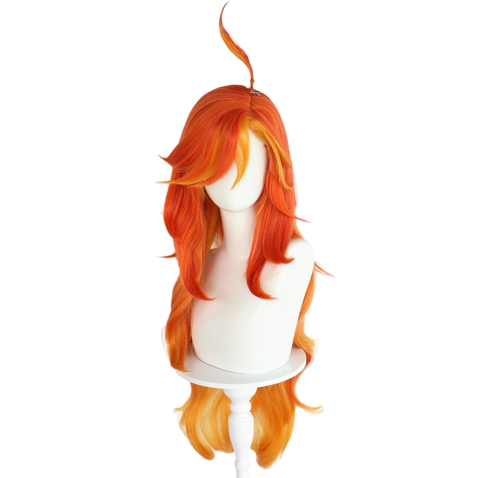 White Smoke Mavuika (Pyro Archon) Cosplay Wig - Genshin Impact (Red/Orange Long) (FEVERCOS)