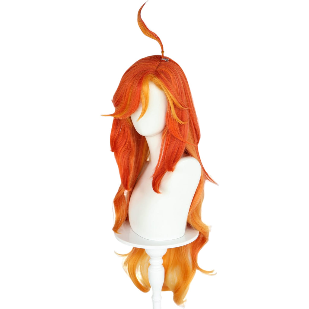 White Smoke Mavuika (Pyro Archon) Cosplay Wig - Genshin Impact (Red/Orange Long) (FEVERCOS)