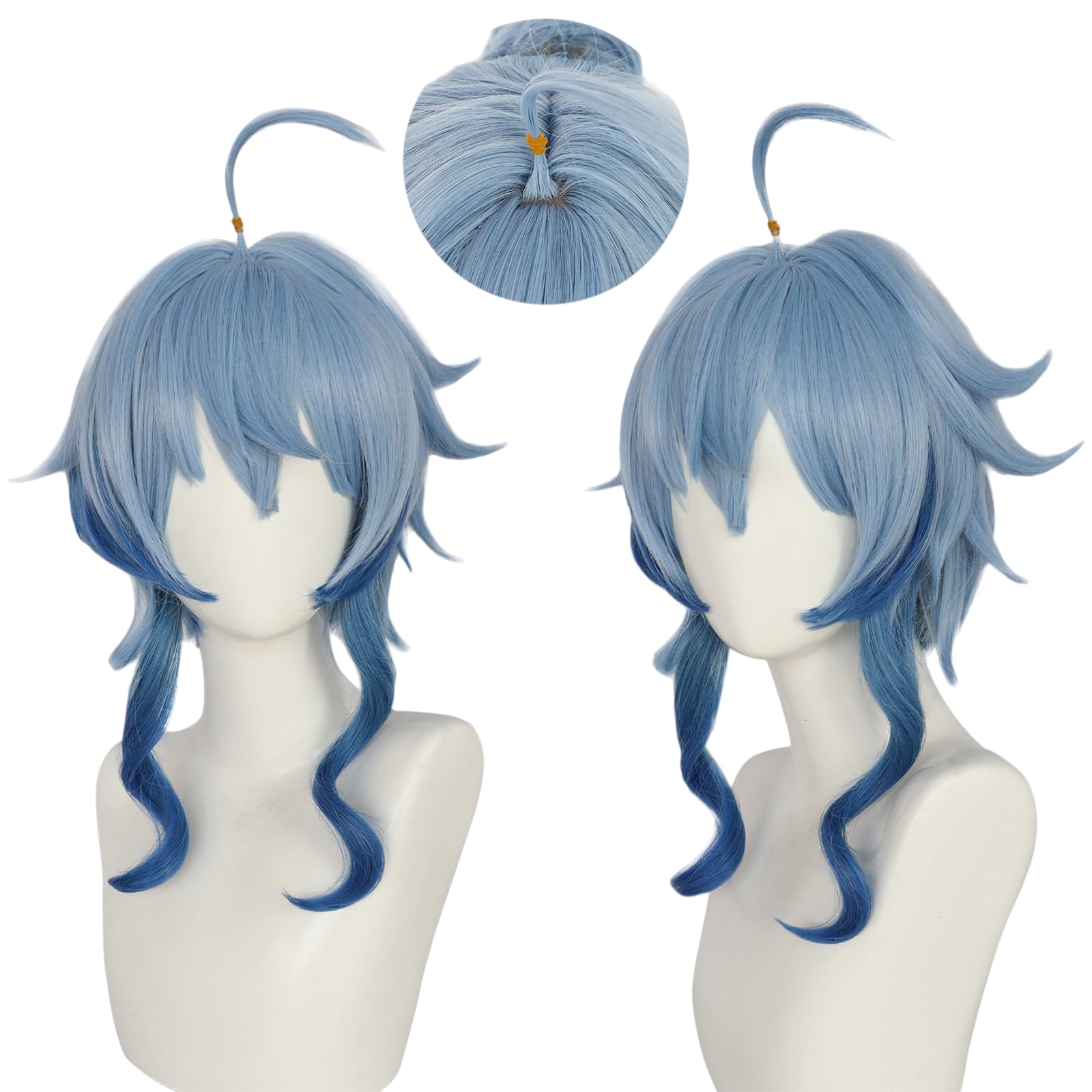 White Smoke Ganyu "Twilight Blossom" (Lantern Rite Skin) Cosplay Wig - Genshin Impact (Blue Updo) (FEVERCOS)