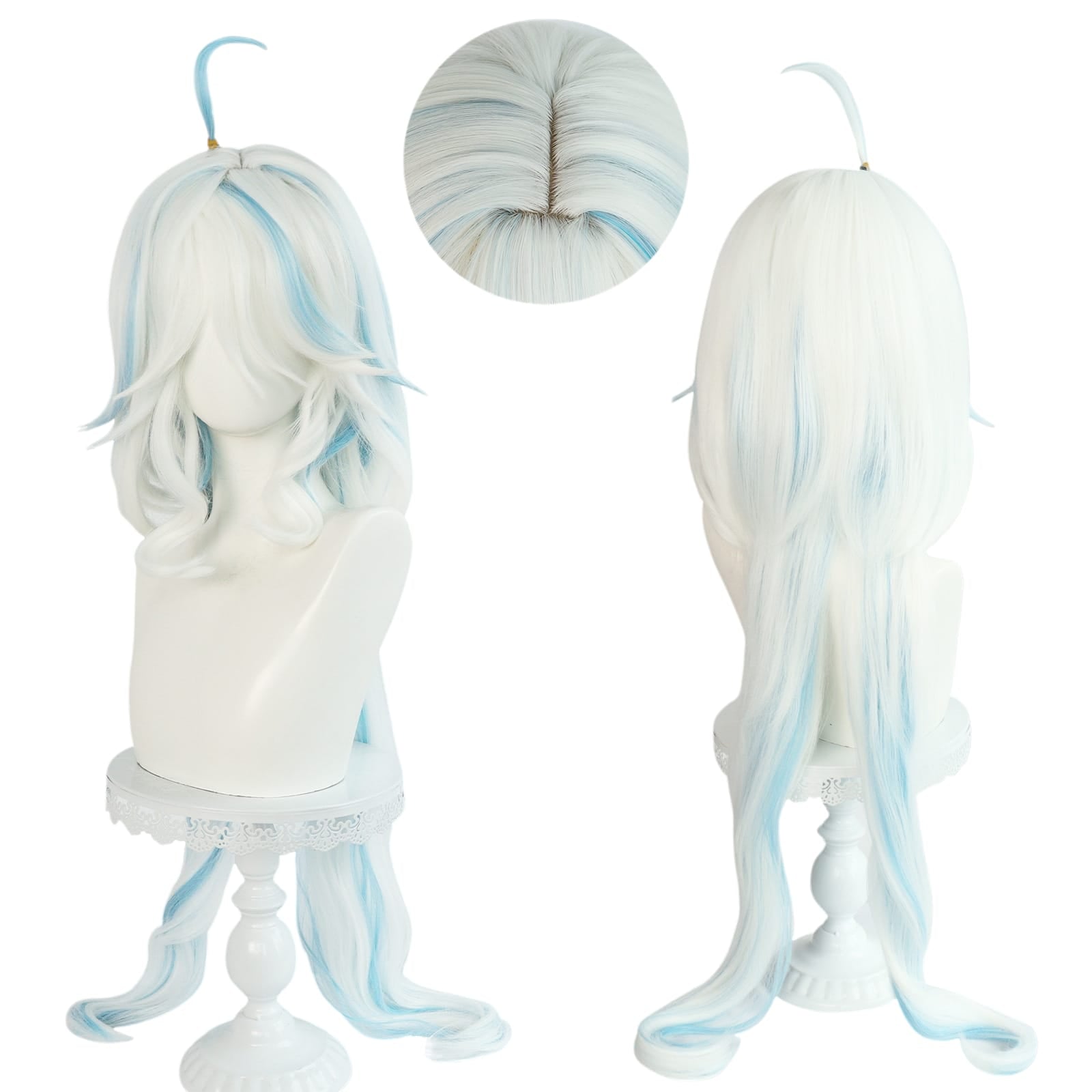 White Smoke Furina (Focalors) Cosplay Wig - Genshin Impact (Short White/Blue) (FEVERCOS)
