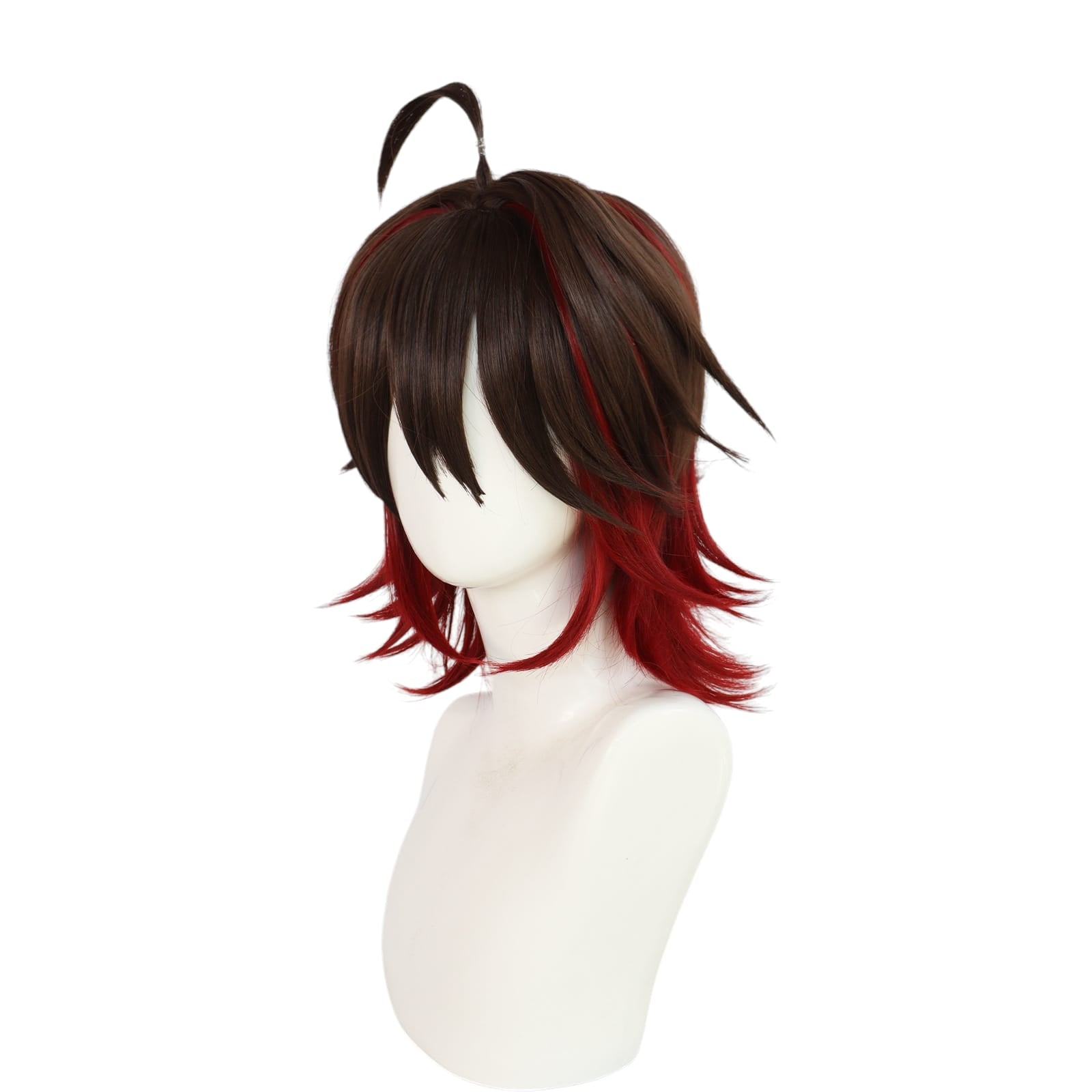 White Smoke Gaming Cosplay Wig - Genshin Impact (Brown/Red Ponytail) (FEVERCOS)
