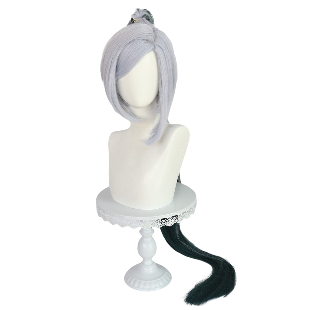 White Smoke Shenhe (Genderbend/Male) Cosplay Wig - Genshin Impact (Silver Short) (FEVERCOS)