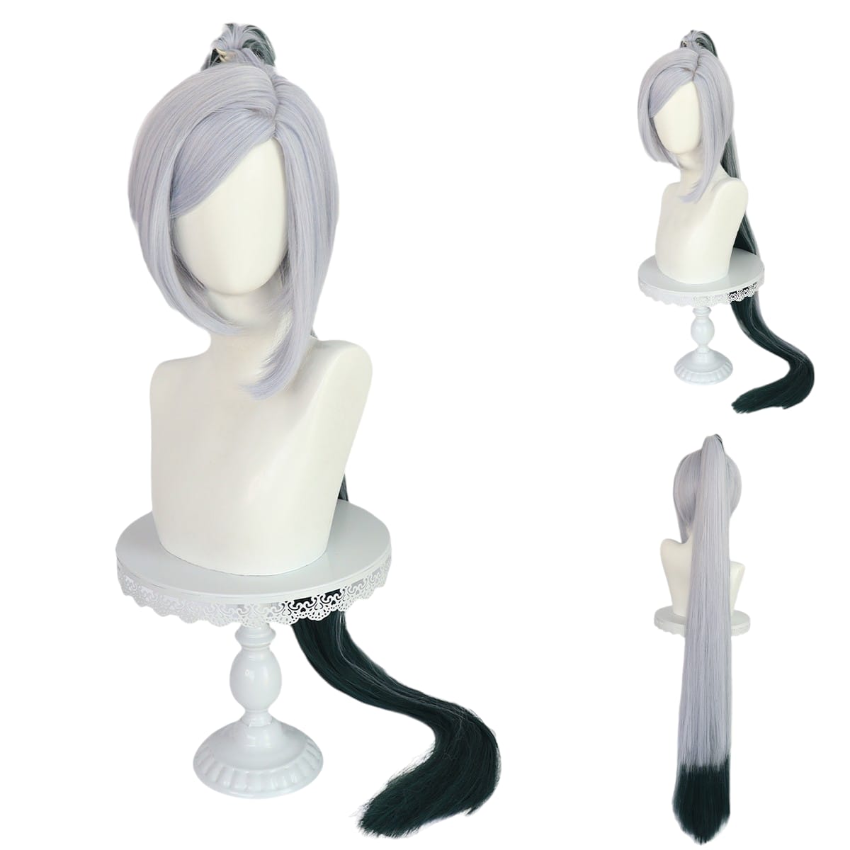 White Smoke Shenhe (Genderbend/Male) Cosplay Wig - Genshin Impact (Silver Short) (FEVERCOS)