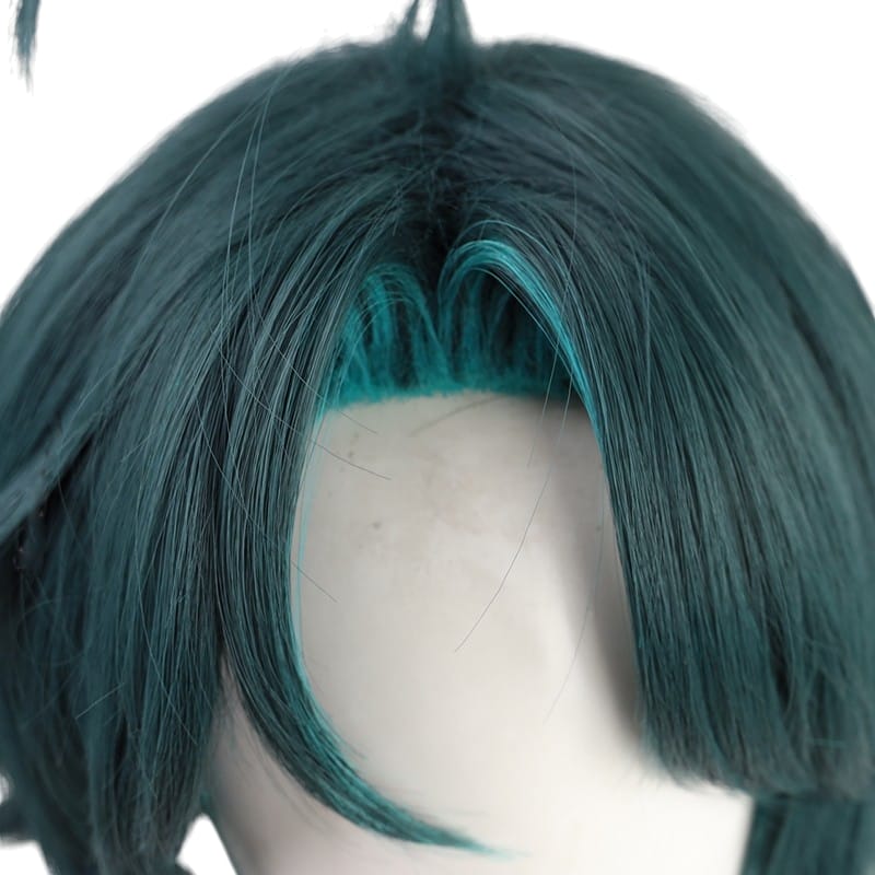 White Smoke Xiao (Standard) Cosplay Wig - Genshin Impact (Green/Teal Spiky) (FEVERCOS)
